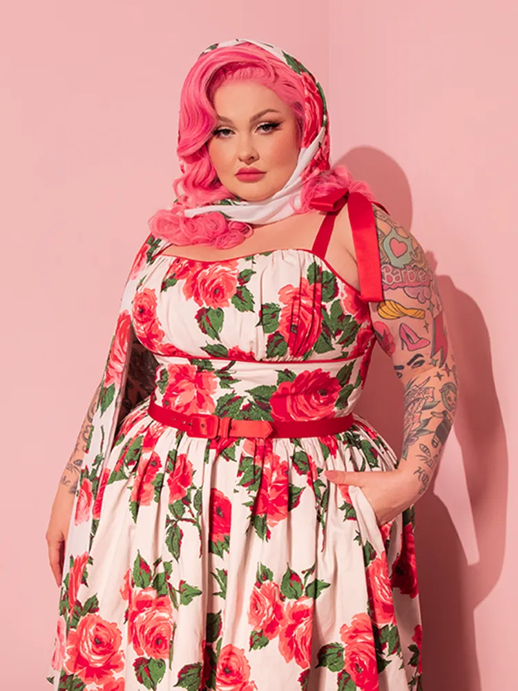 1950s Inspired Chiffon Rose Scarf - Vixen by Micheline Pitt summer edge