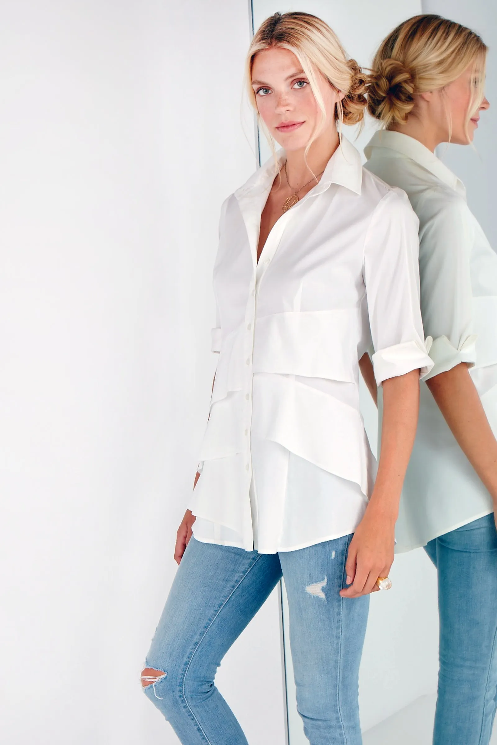 3/4 Sleeve Jenna Black Shirt - Cotton/Nylon/Spandex light layer