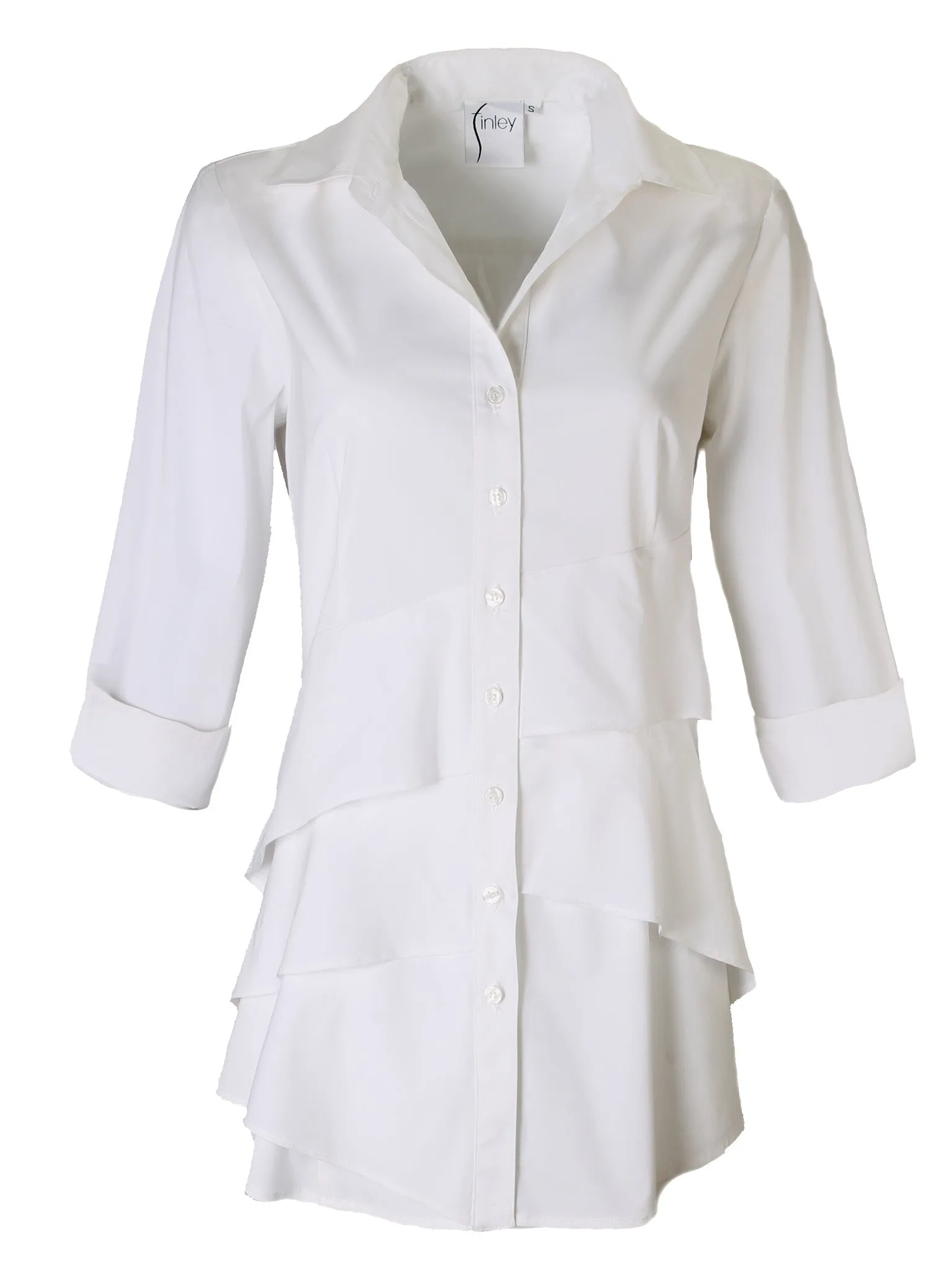 3/4 Sleeve Jenna White Poplin Shirt air move