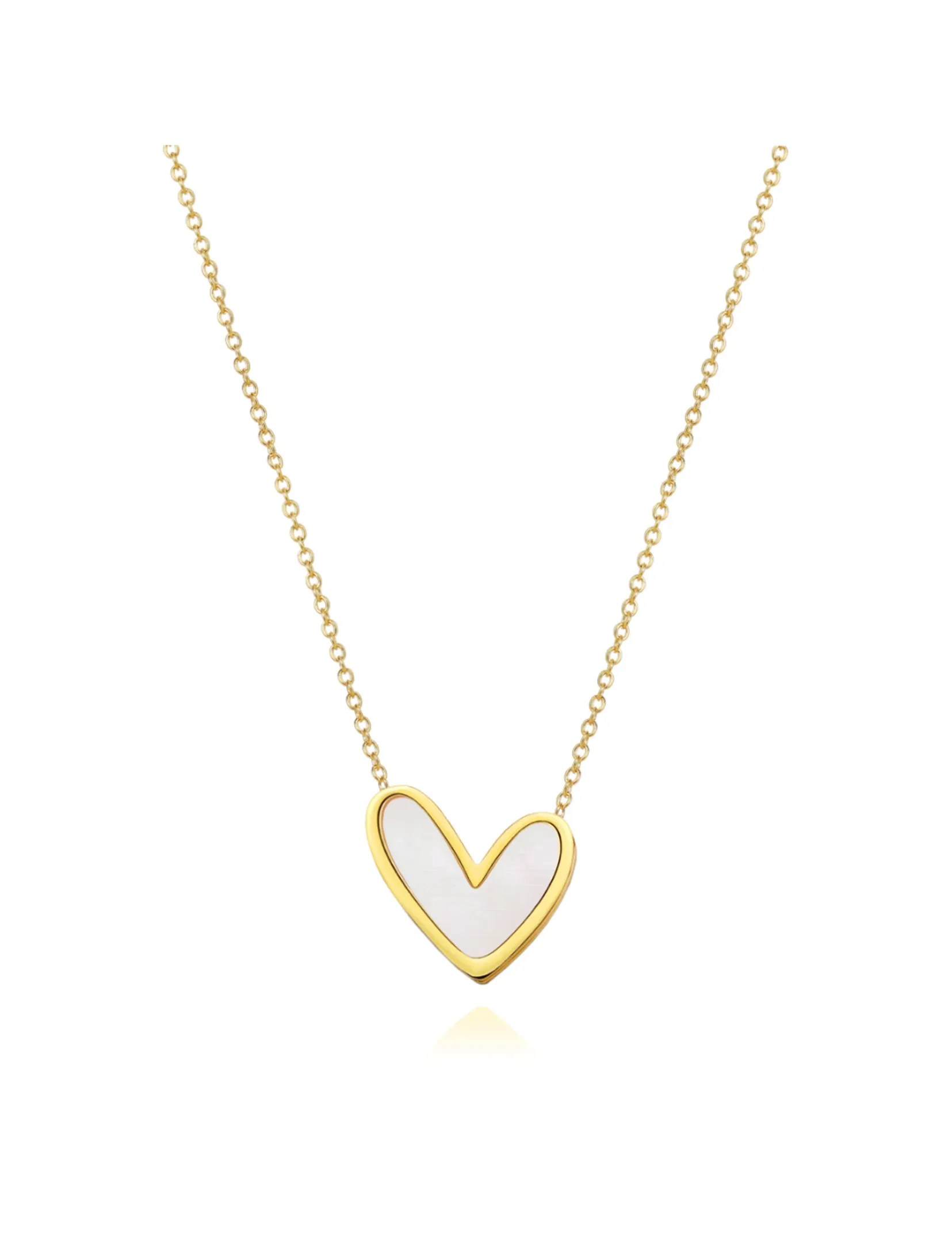 Abigail Heart Necklace, Mother of Pearl glow point