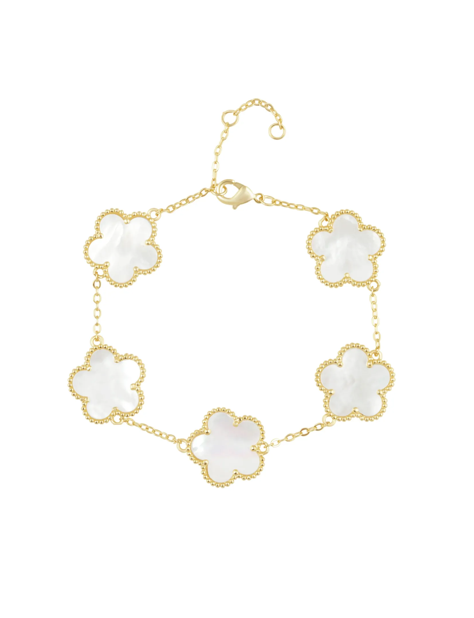 Adeline Clover Bracelet, Mother of Pearl dark silver