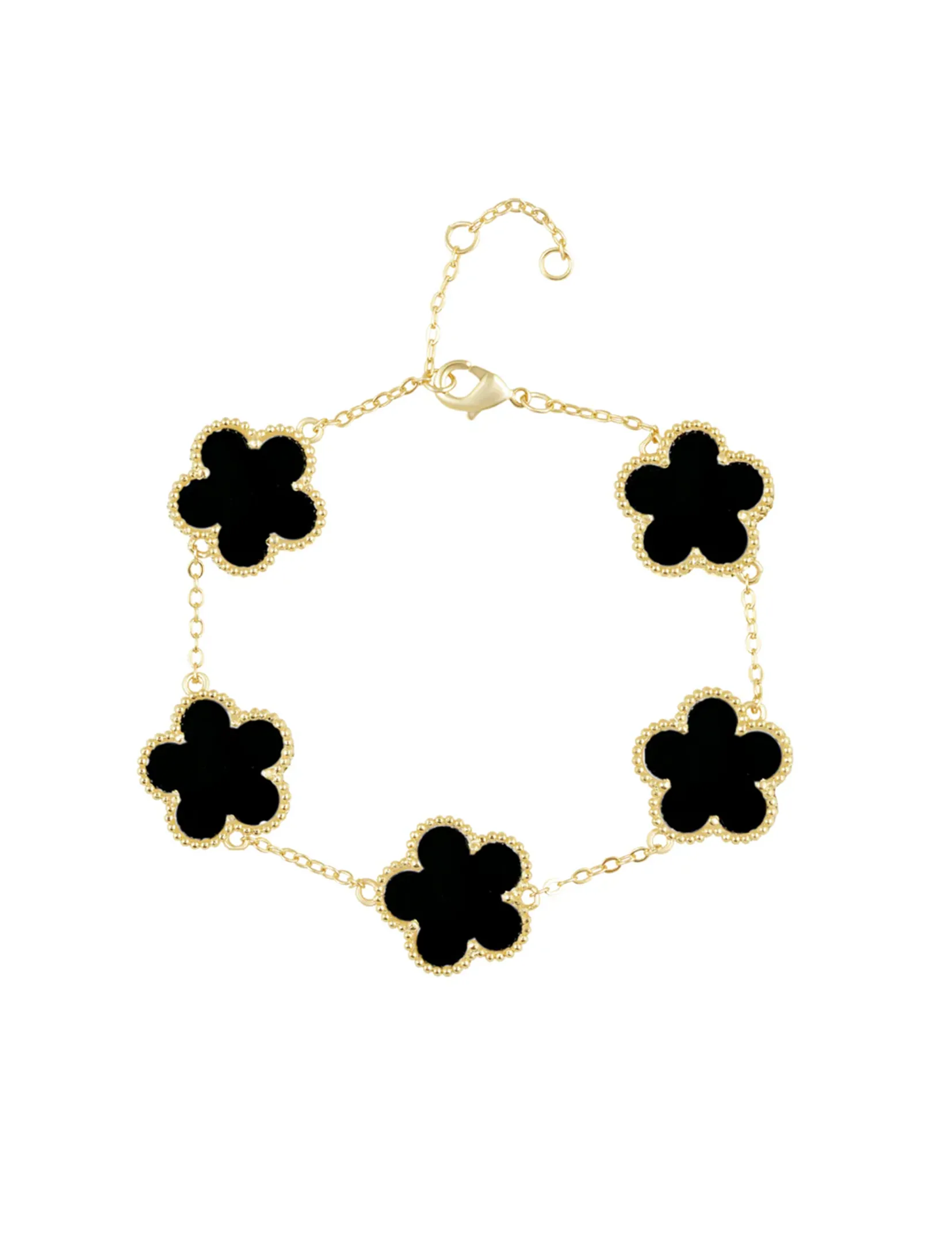 Adeline Clover Bracelet, Onyx spring vibe
