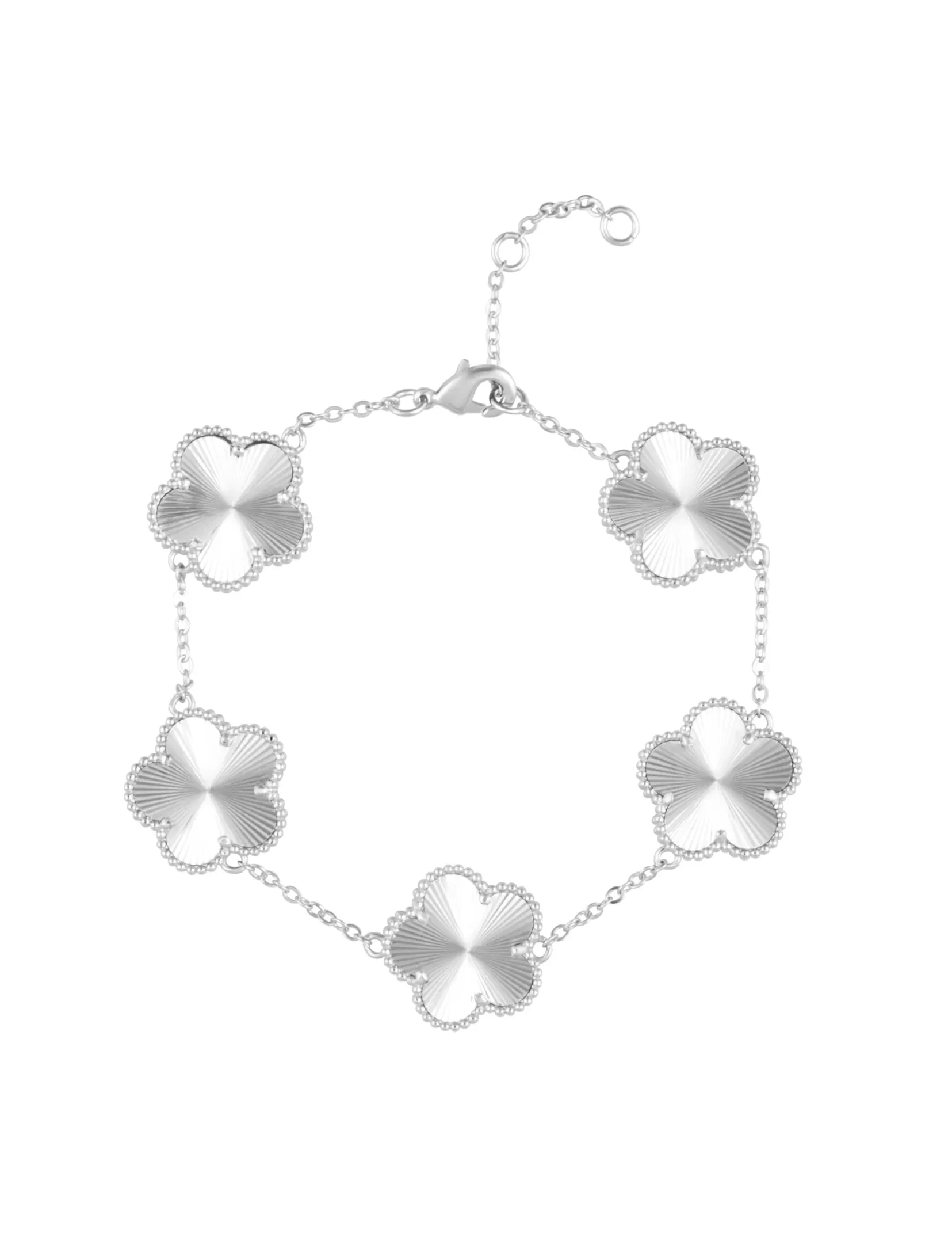 Adeline Clover Bracelet, Silver euro neat