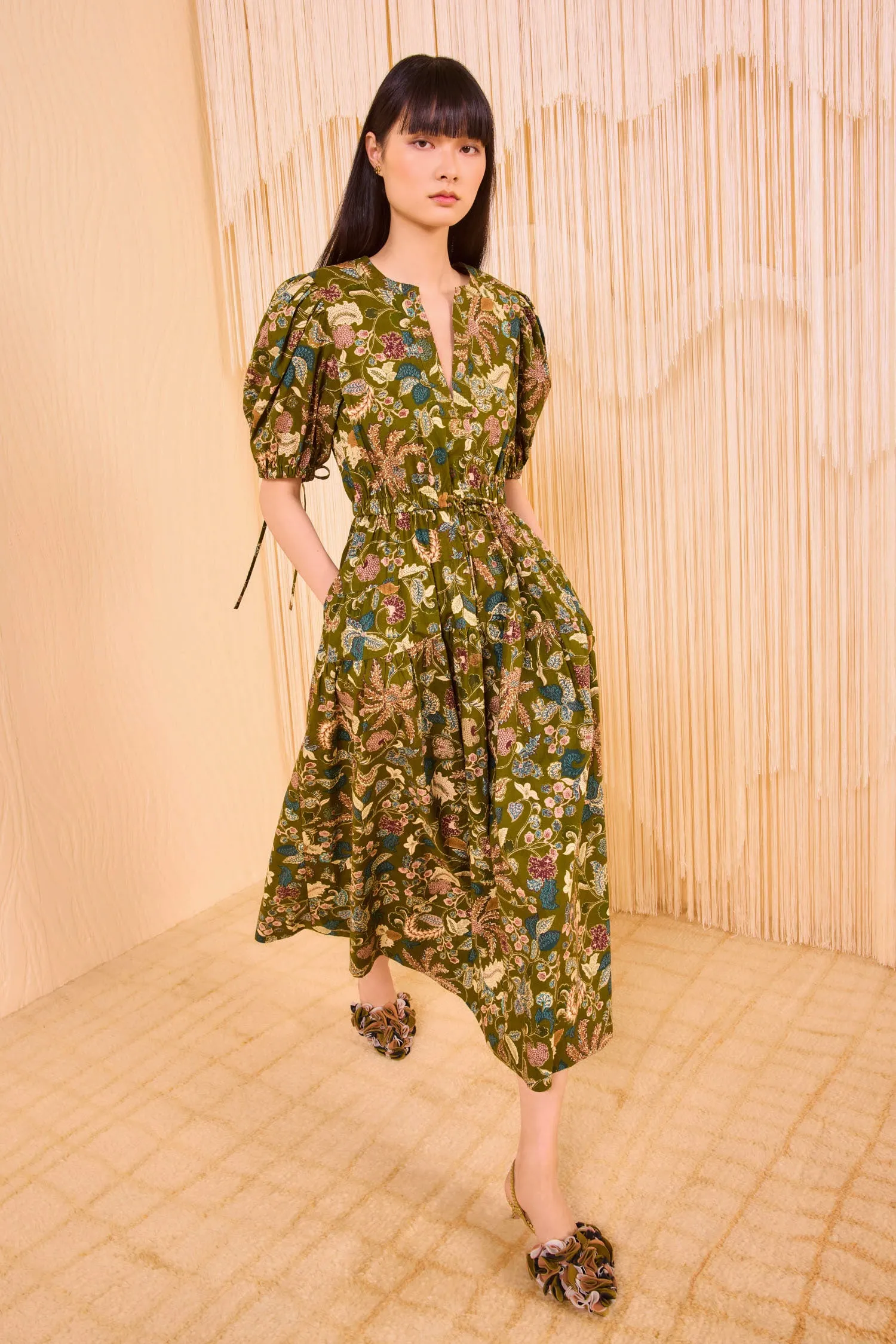 Adriana Short Sleeve Midi Dress - Lichen form hugging