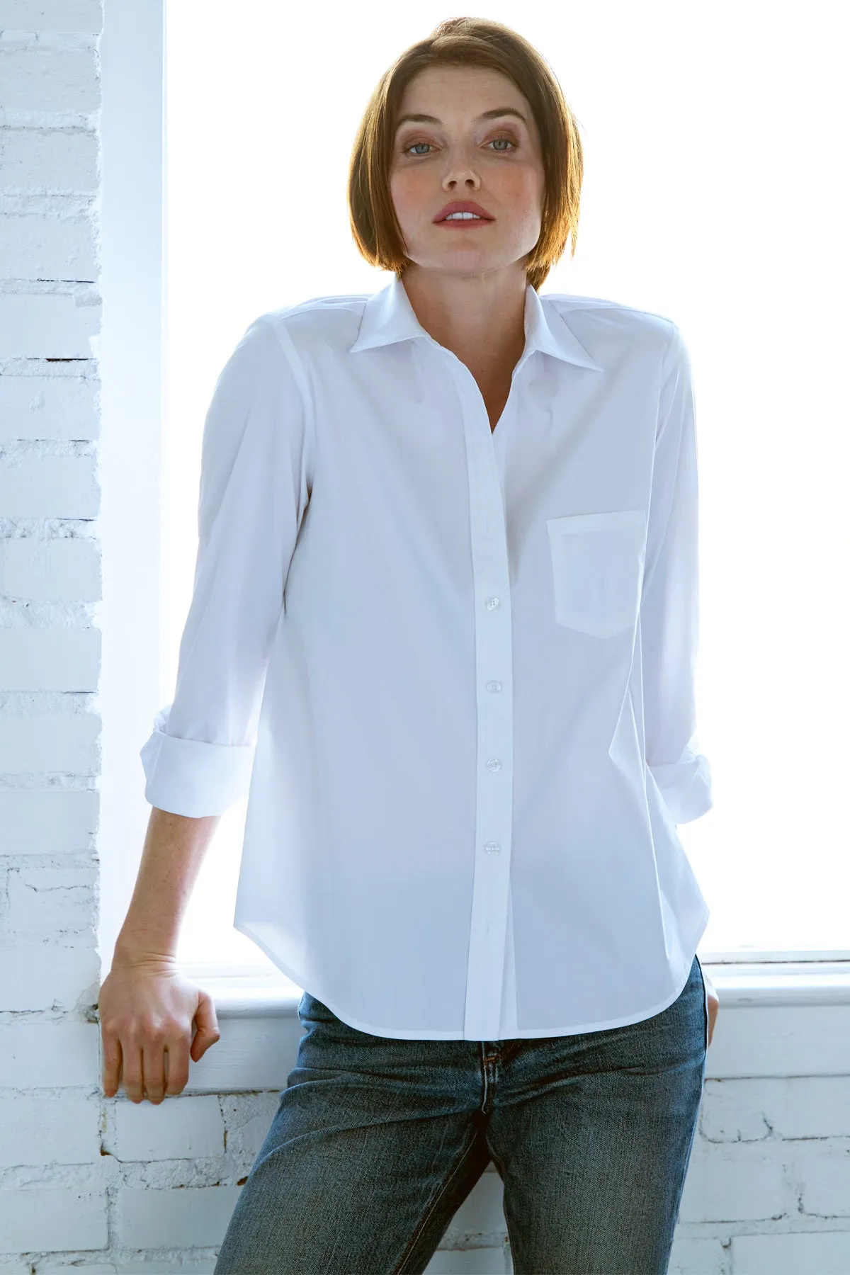 Alex White Silky Poplin Shirt zip neat