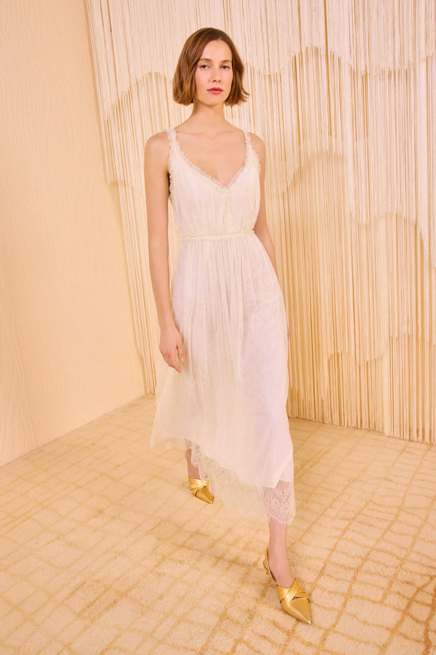 Alyse V&ndash;Neck Midi Dress - Pearl social charm