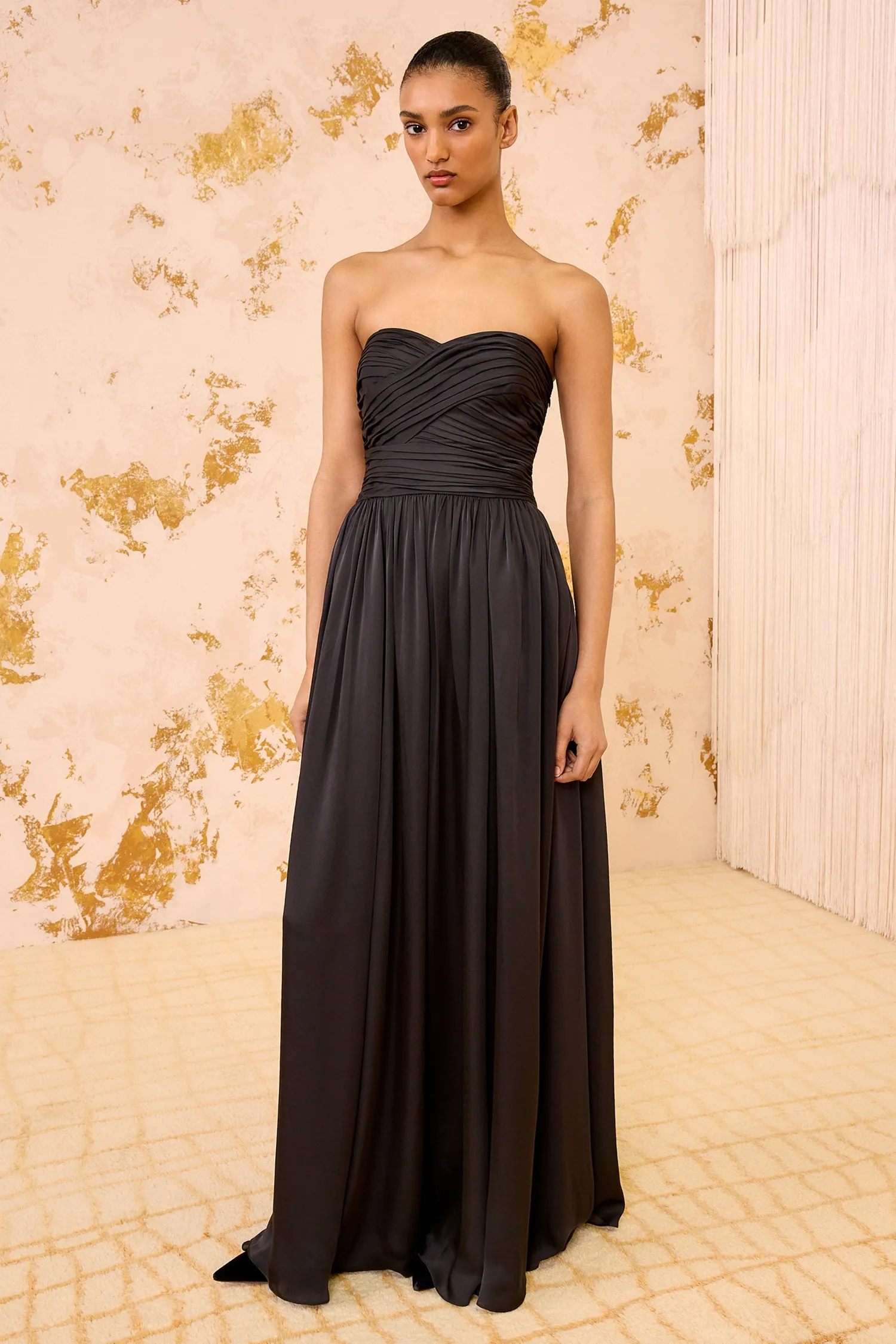 Anastasia Silk Wrapped Strapless Gown - Noir art aura