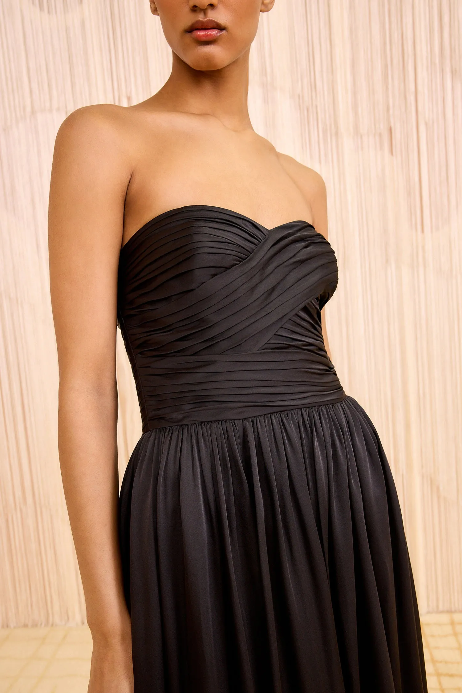 Anastasia Silk Wrapped Strapless Gown - Noir art aura