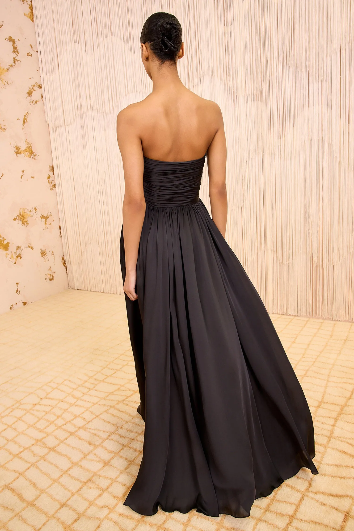 Anastasia Silk Wrapped Strapless Gown - Noir art aura