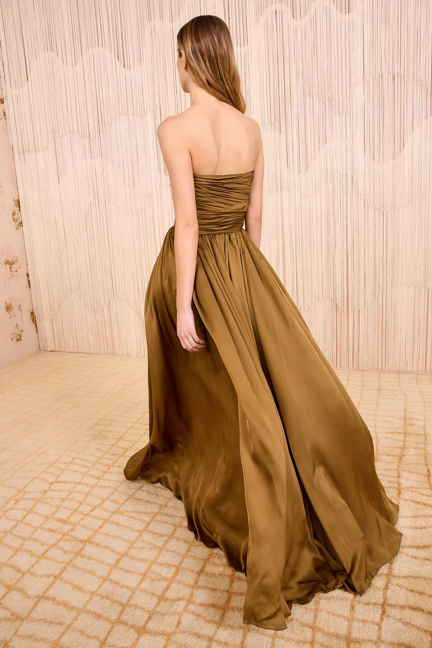 Anastasia Silk Wrapped Strapless Gown - Willow inner elegance