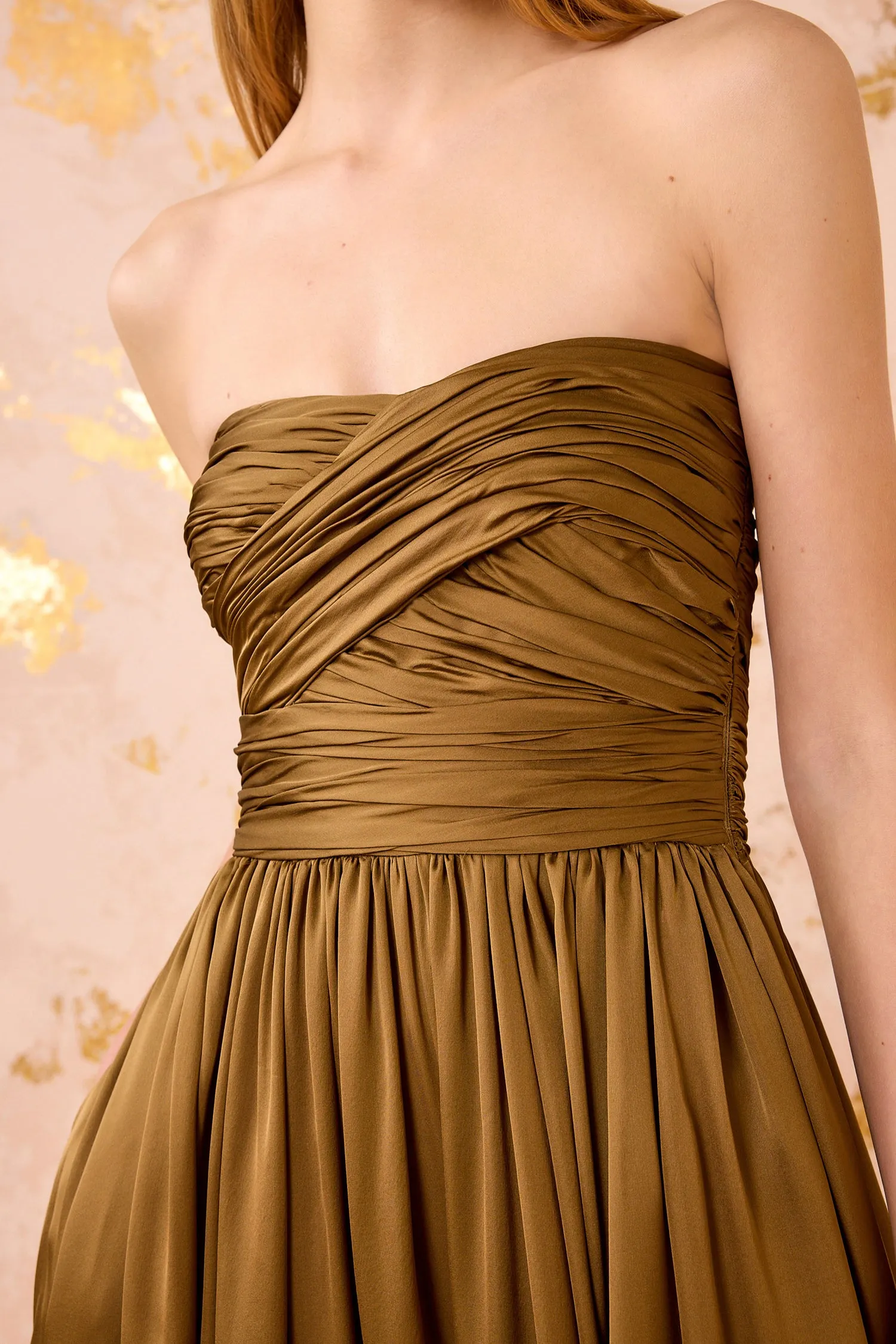Anastasia Silk Wrapped Strapless Gown - Willow inner elegance
