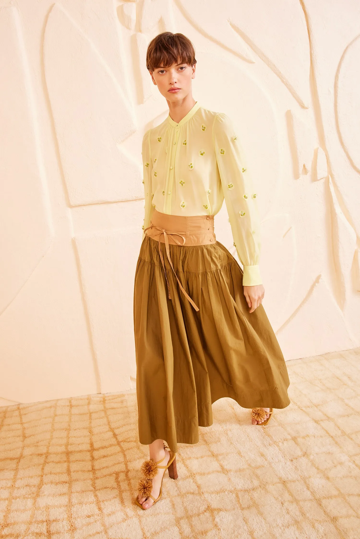 Angeline Skirt - Sahara Colorblock silk glow