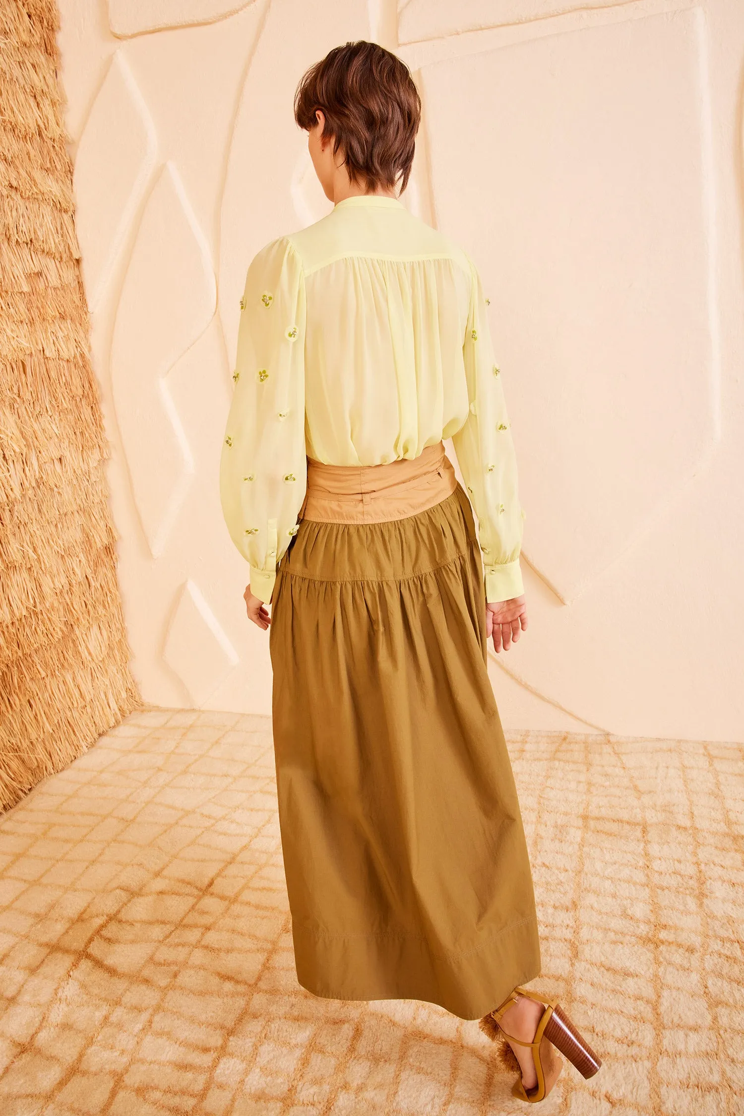 Angeline Skirt - Sahara Colorblock silk glow