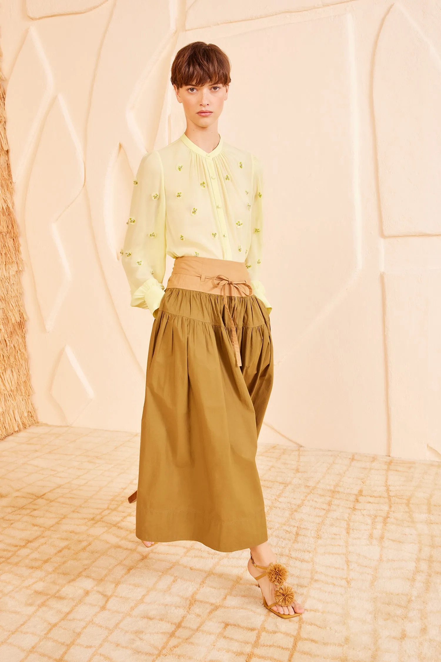 Angeline Skirt - Sahara Colorblock silk glow