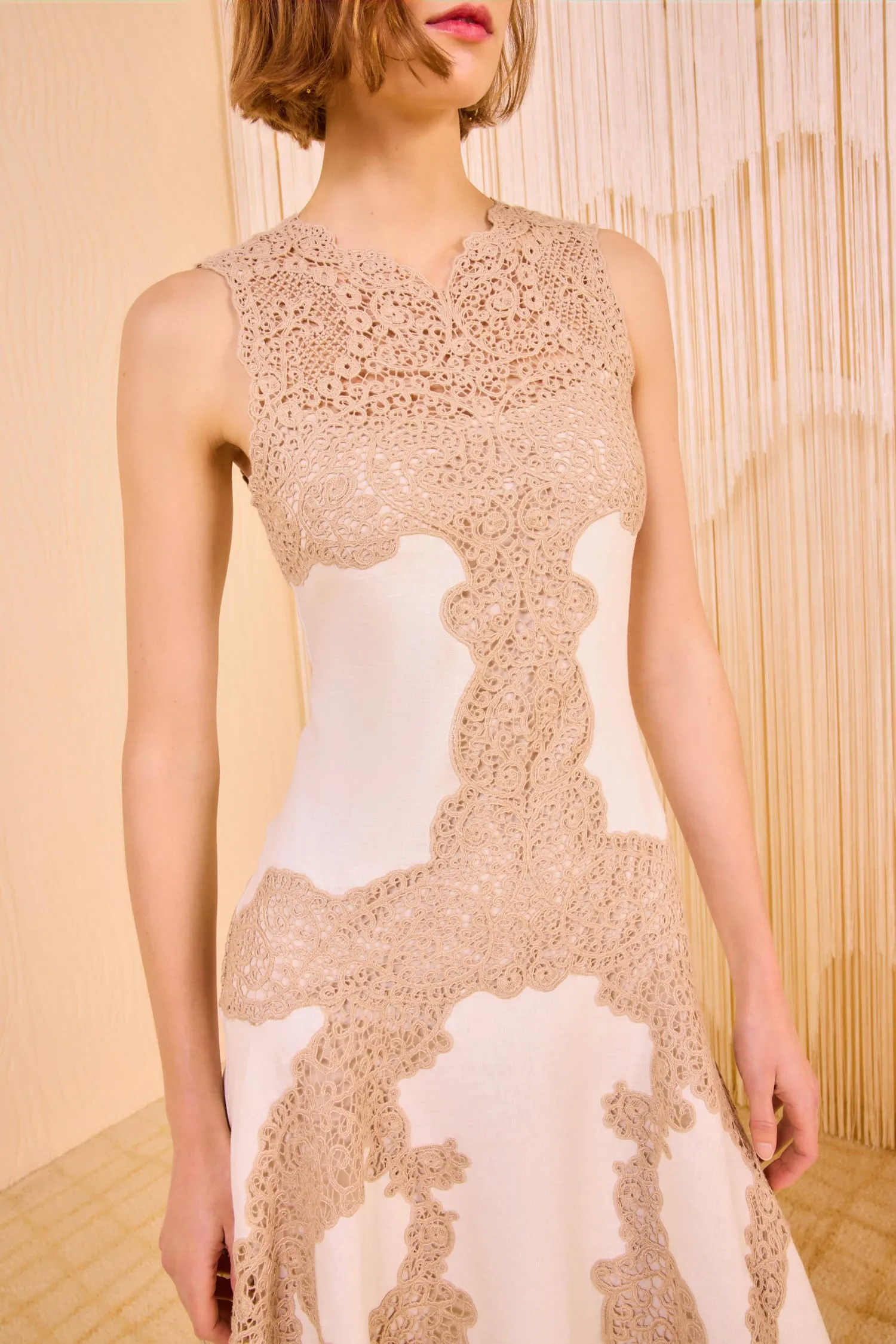 Arlette Sleeveless Handkerchief Dress - Travertine wrap charm