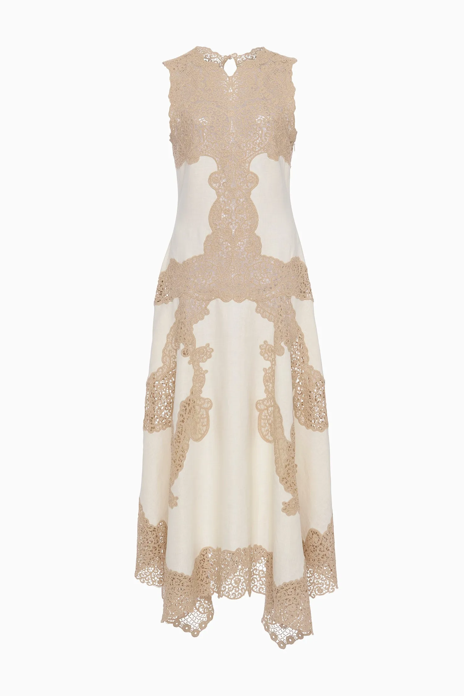 Arlette Sleeveless Handkerchief Dress - Travertine wrap charm