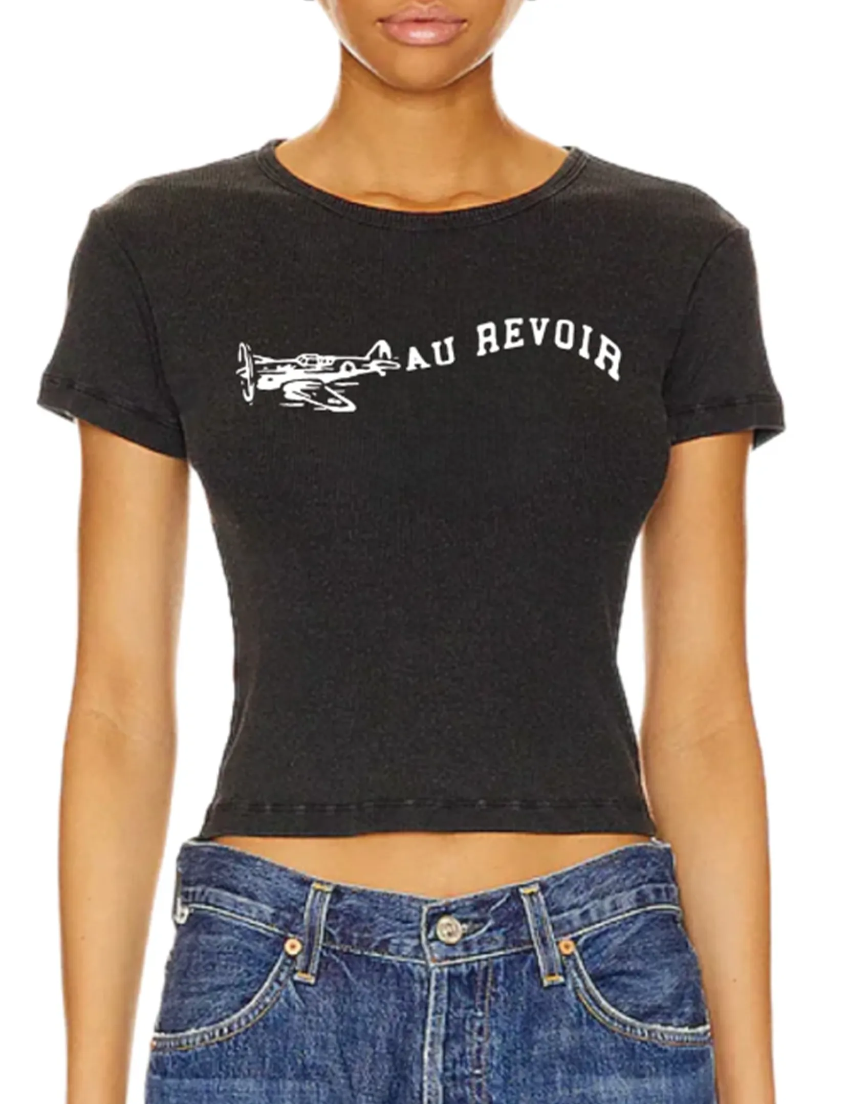 Au Revoir Baby Tee, Black/Snow urban cool
