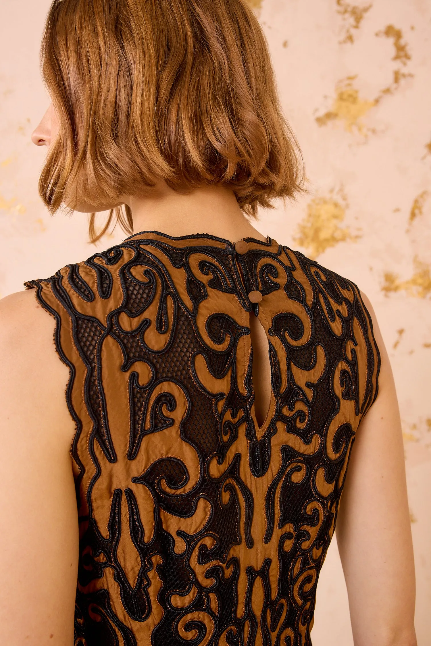 Auryn Applique Sleeveless Long Dress - Saffron grace walk