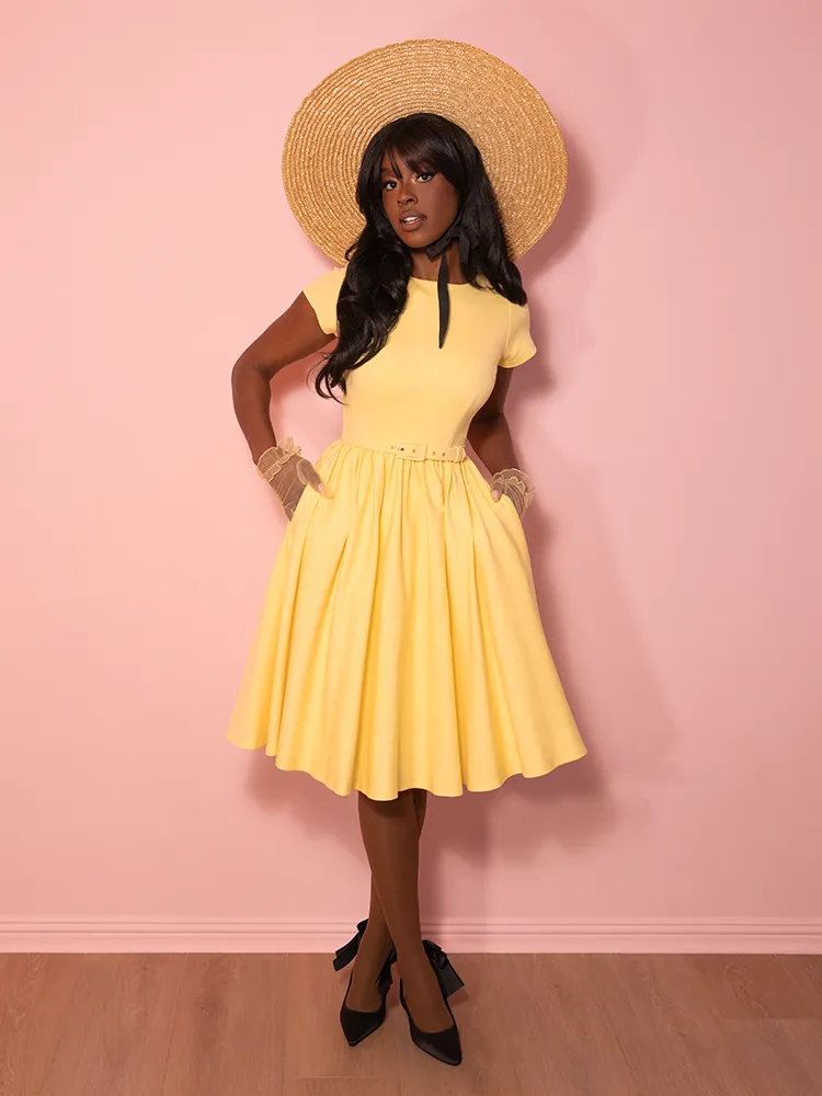Avon Swing Dress in Pastel Yellow - Vixen by Micheline Pitt sport frame