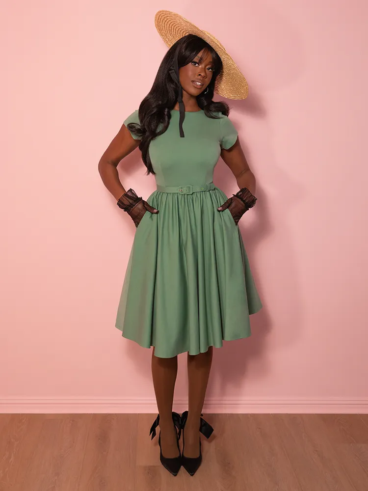 Avon Swing Dress in Sage Green - Vixen by Micheline Pitt dry tech