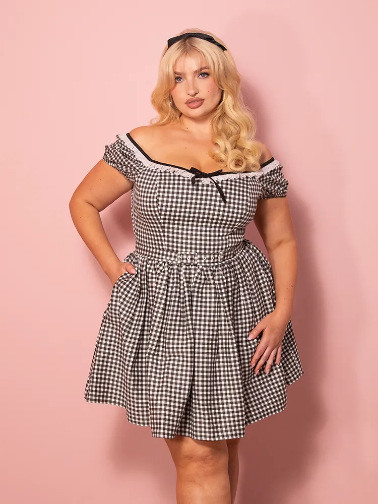 Bardot Beauty Swing Dress in Black Gingham MINI - Vixen by Micheline Pitt casual light