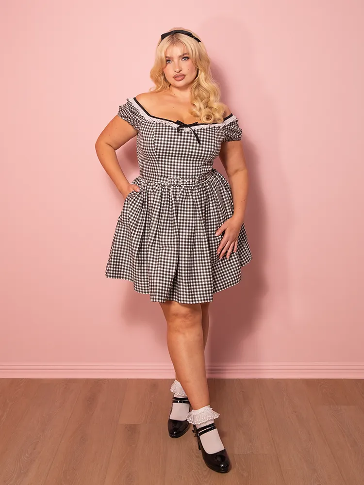 Bardot Beauty Swing Dress in Black Gingham MINI - Vixen by Micheline Pitt casual light