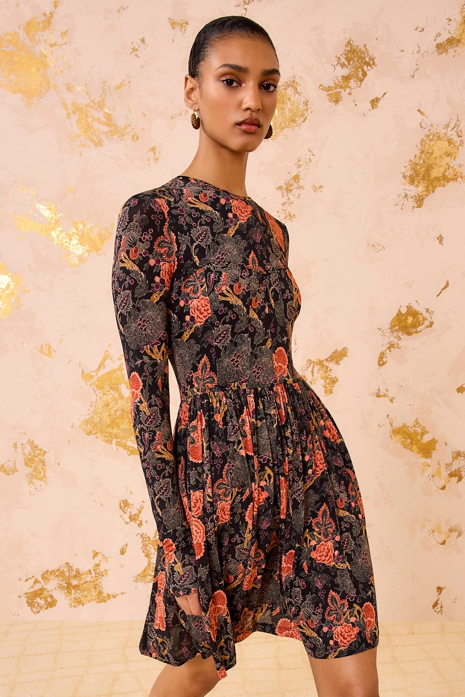 Bendetta Jersey Long Sleeve Mini Dress - Night Lily event perfect