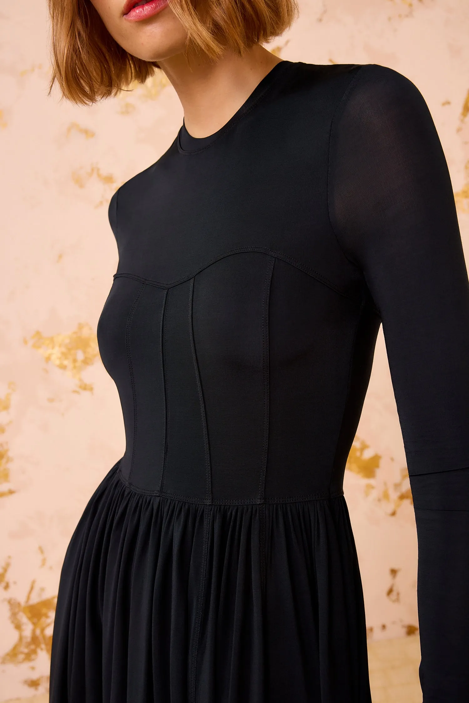Bendetta Jersey Long Sleeve Mini Dress - Noir ceremony air