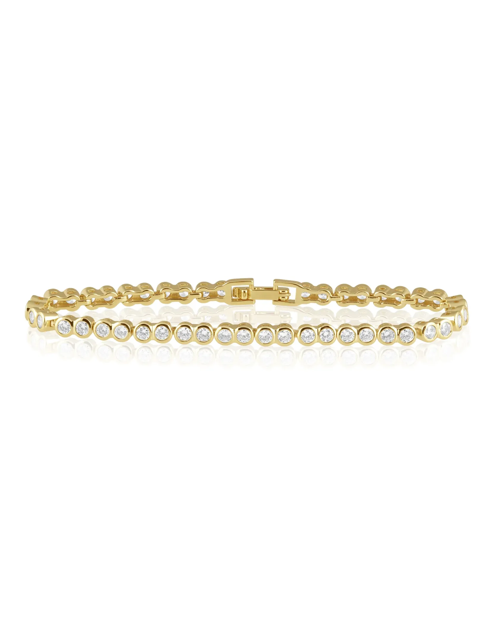 Bezel Tennis Bracelet, Gold gem stone