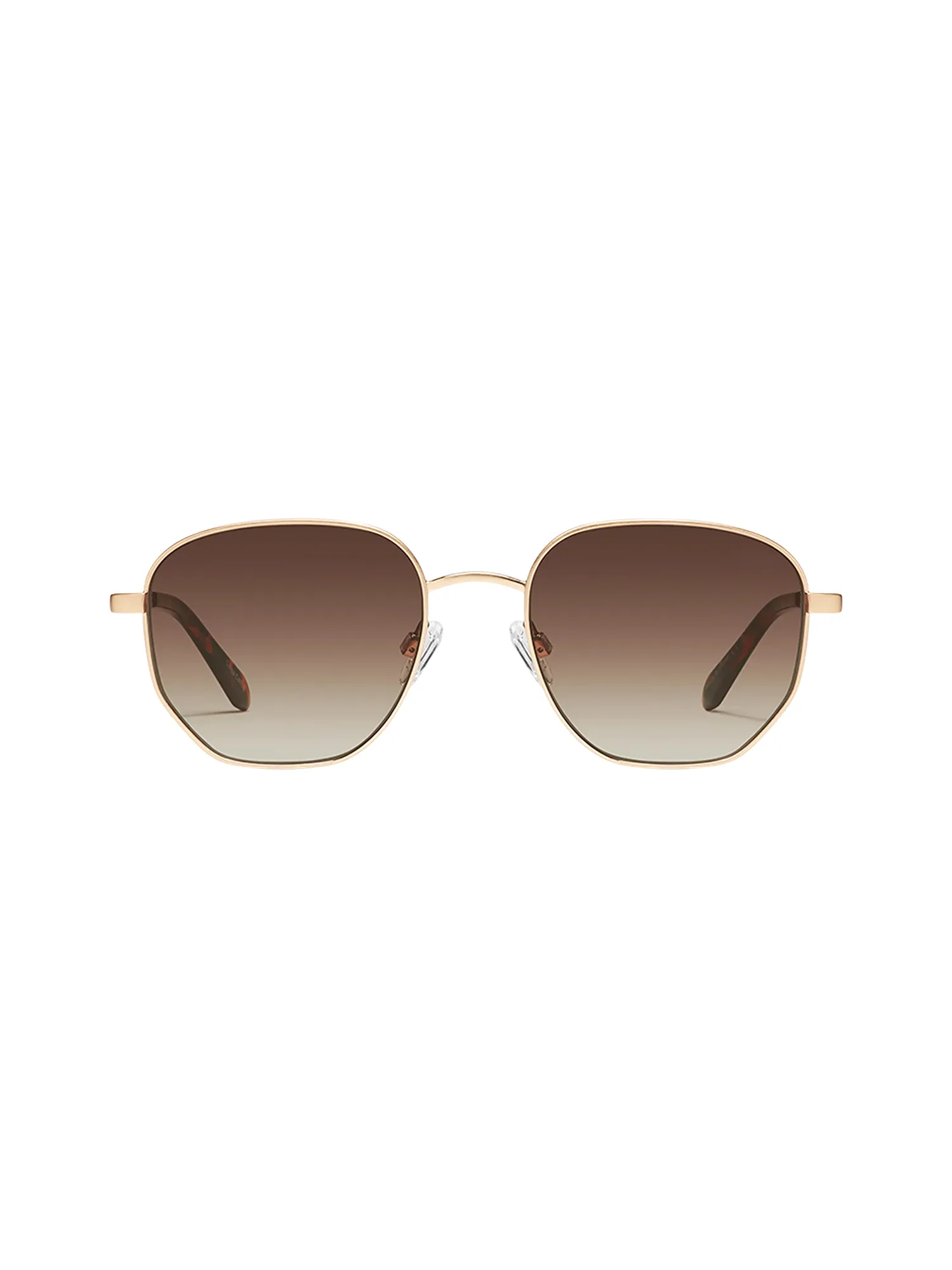Big Time Sunnies in Brush Gold/Brn futurist line