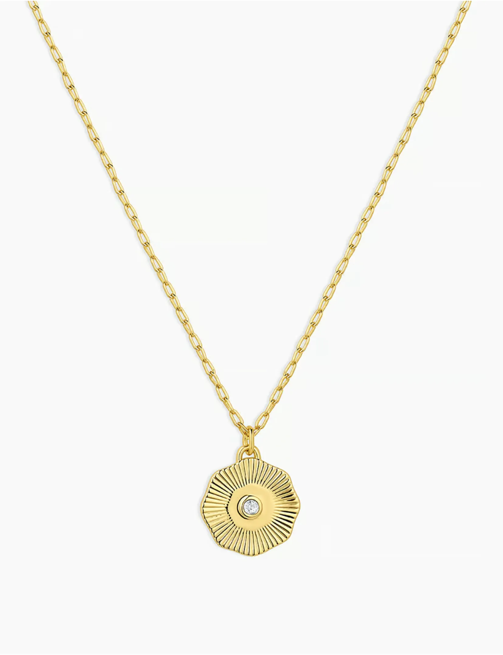 Birthstone Coin Necklace (April), Gold/White Topaz chic edge