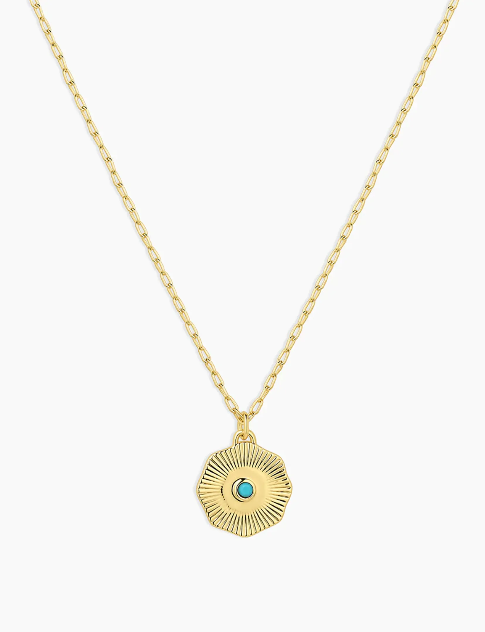 Birthstone Coin Necklace (December), Turquoise small sparkle