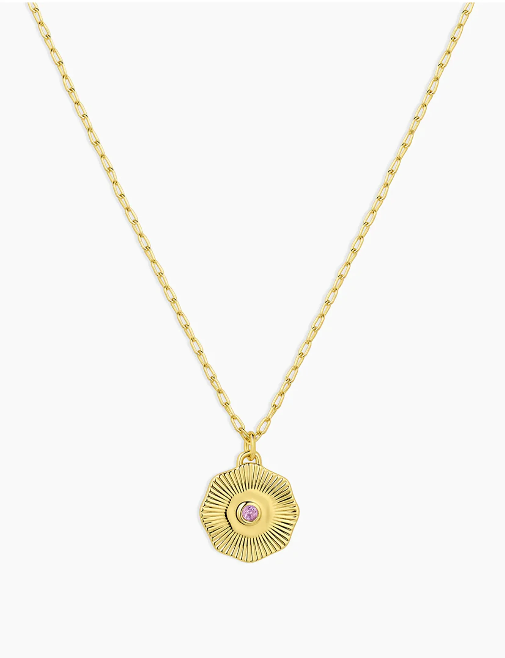 Birthstone Coin Necklace (February), Gold/Amethyst punk cool