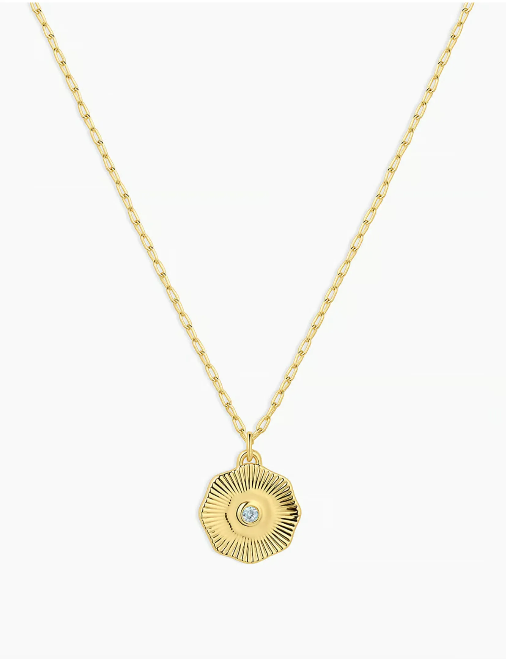 Birthstone Coin Necklace (March), Gold/Aquamarine urban charm