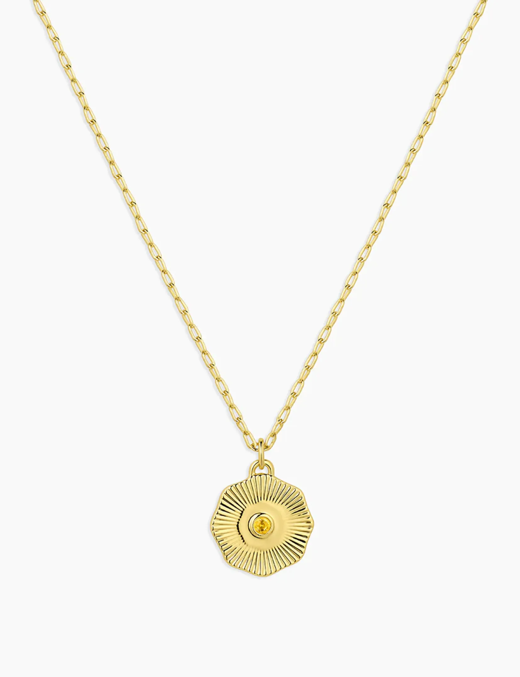 Birthstone Coin Necklace (November), Gold/Citrine faith line