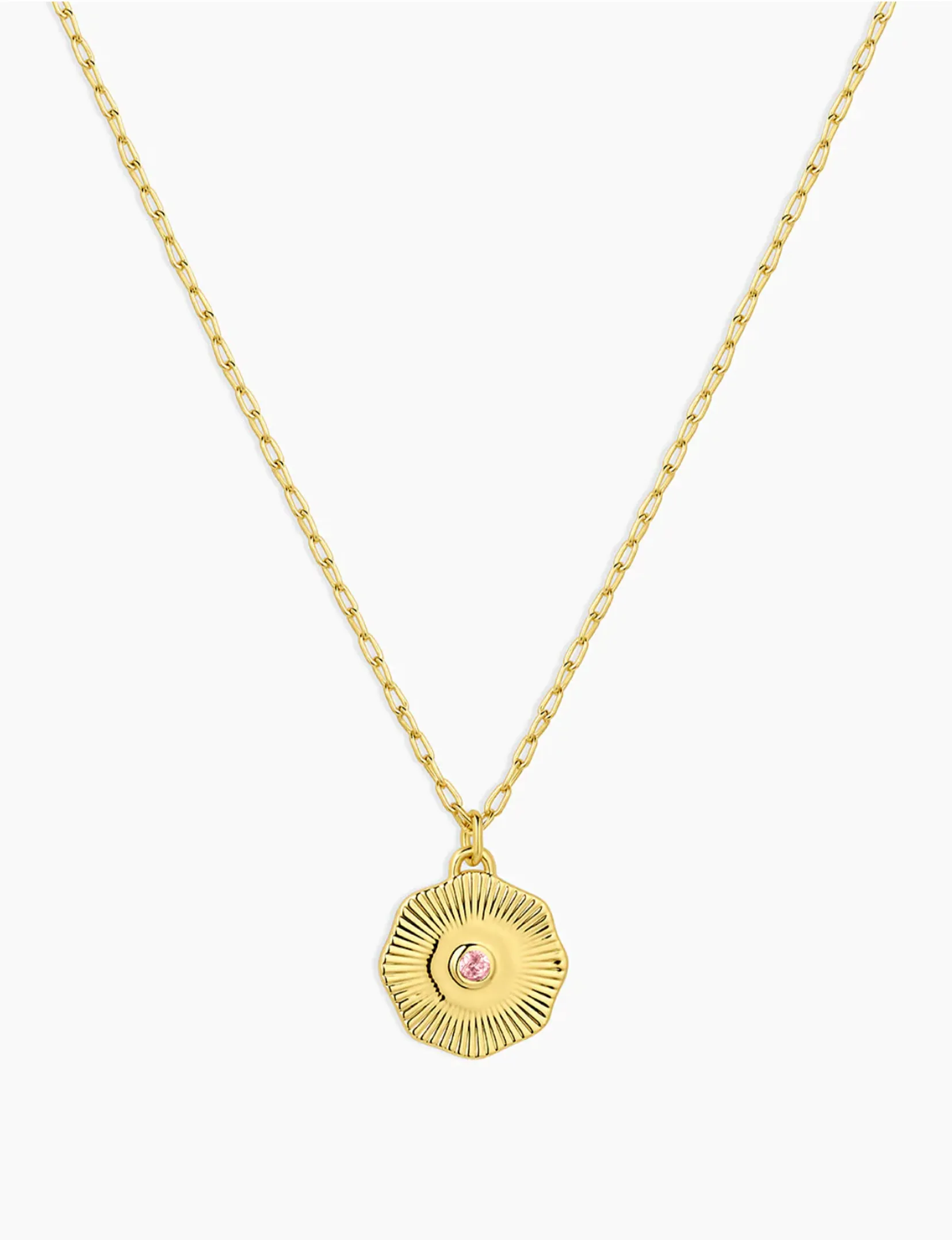 Birthstone Coin Necklace (October), Gold/Pink Tourmaline sweet girl