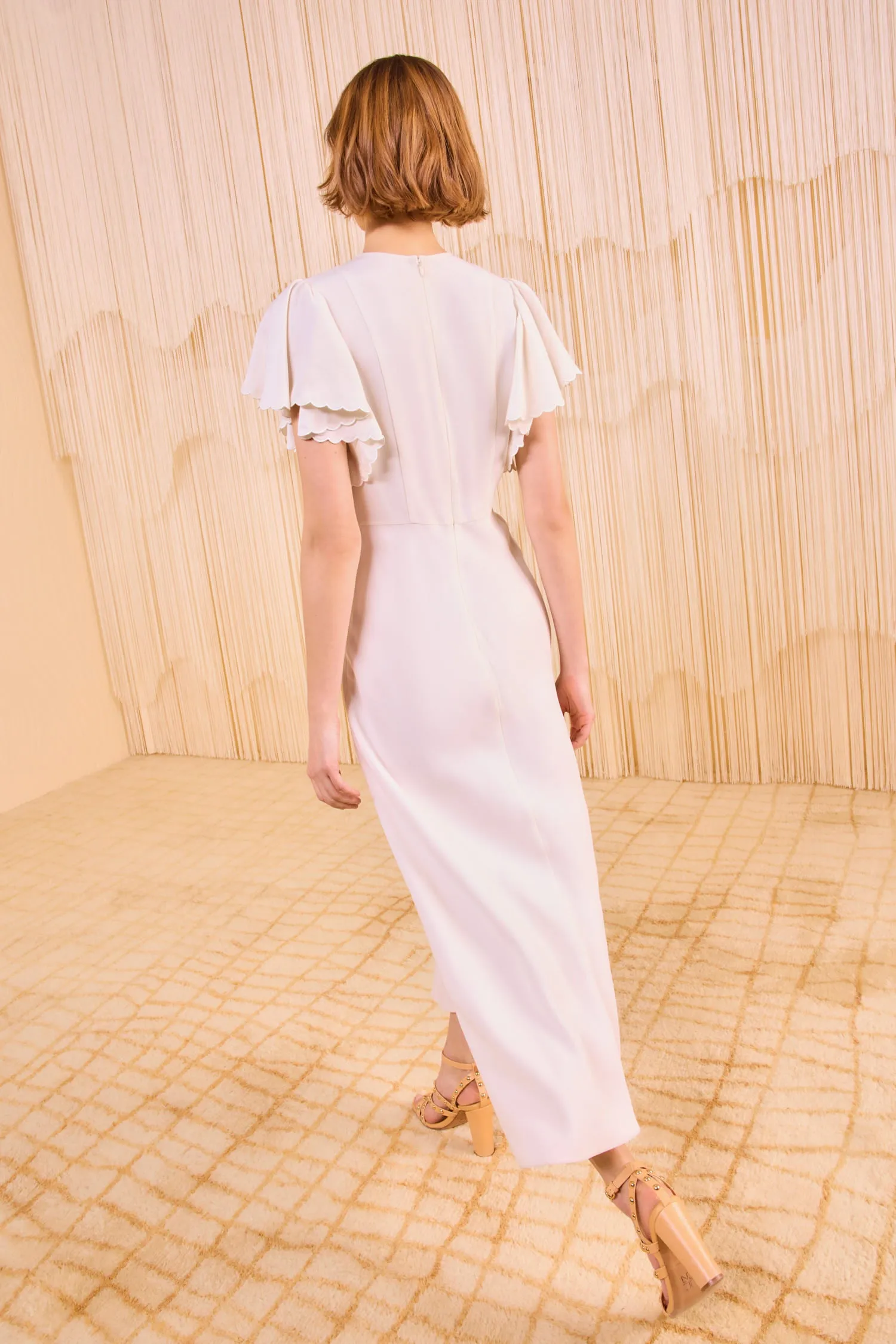 Blithe Flutter Sleeve Long Dress - Pristine family joy