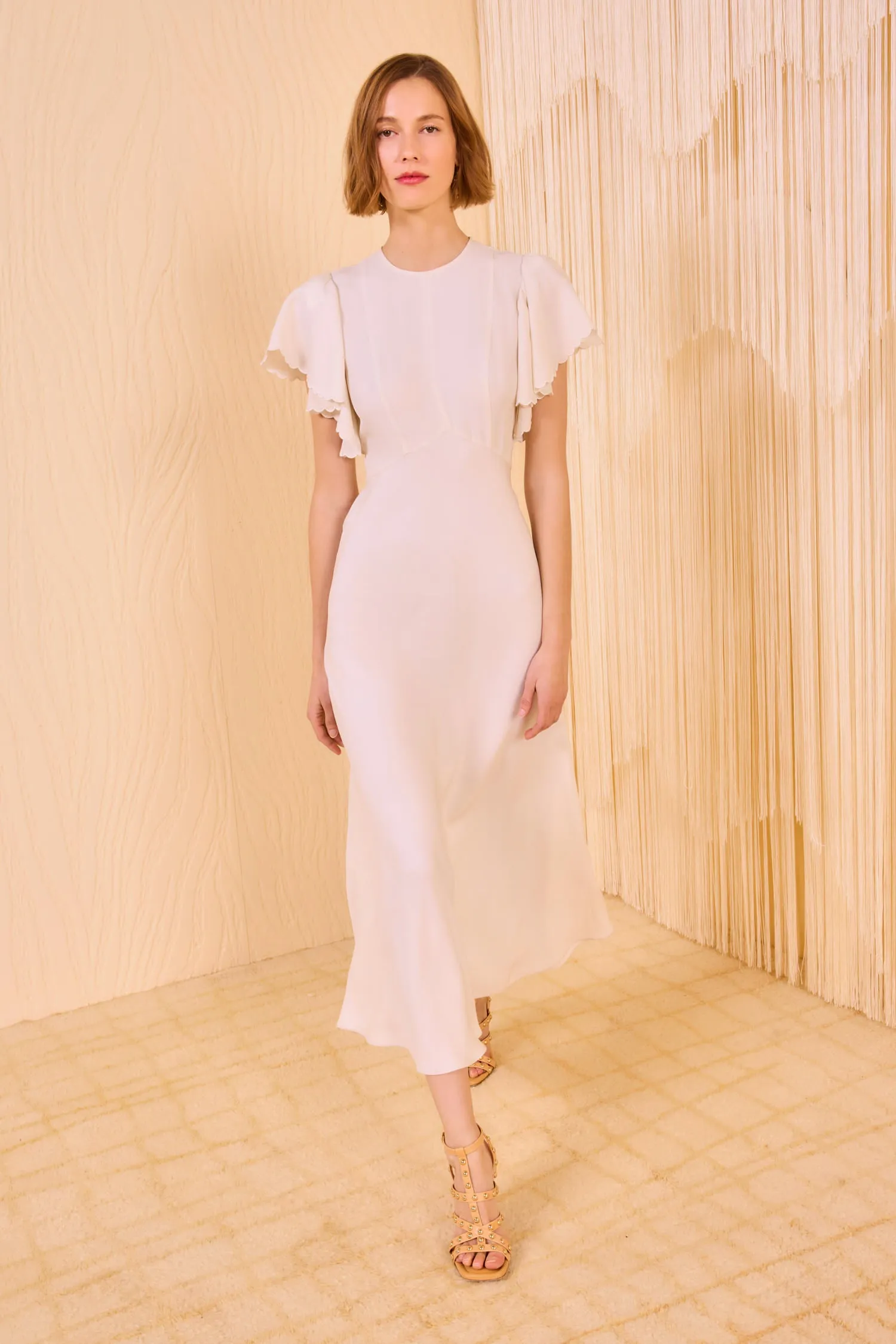 Blithe Flutter Sleeve Long Dress - Pristine family joy