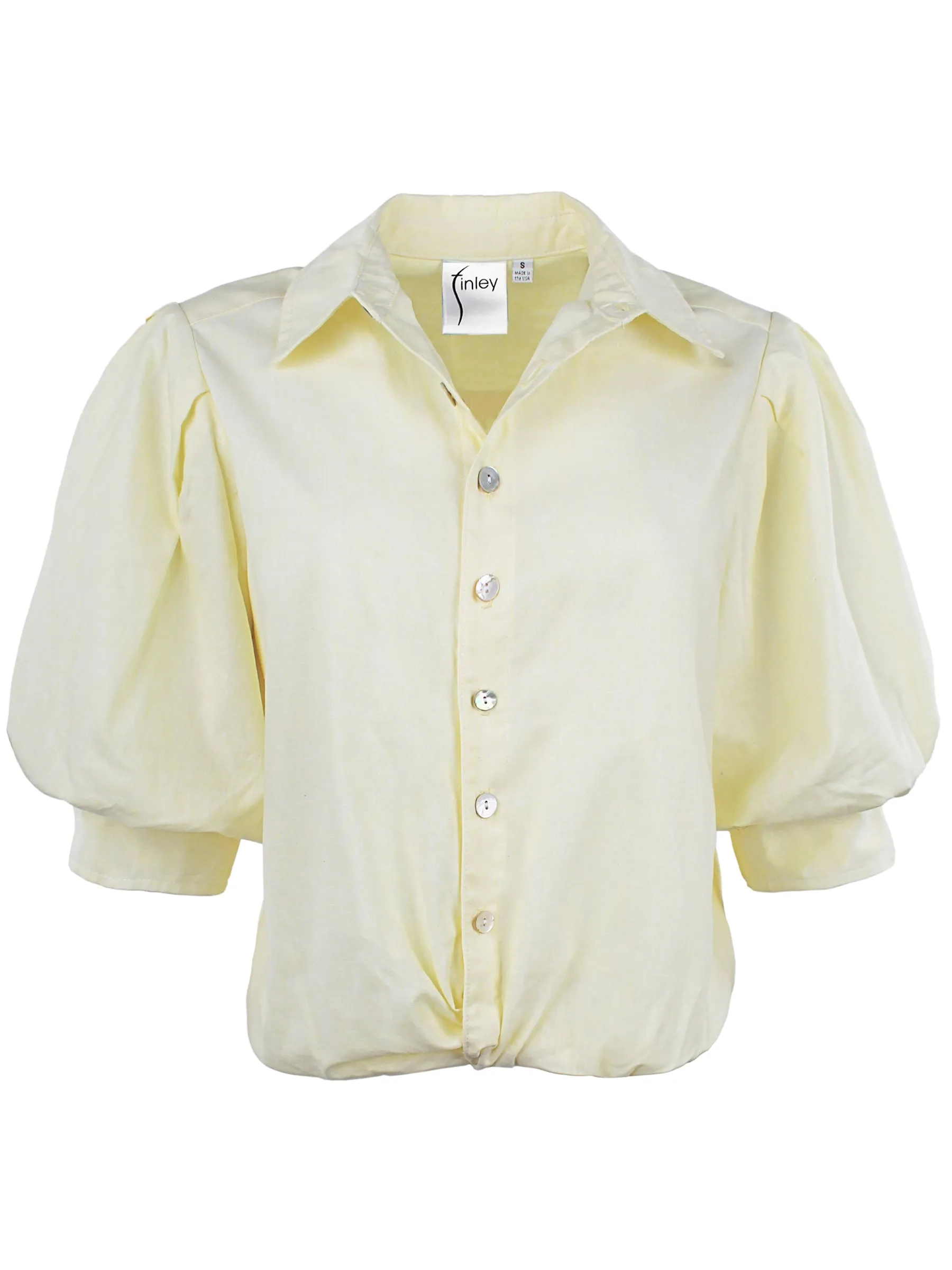 Bomba Blouson Sleeve Twist Hem Blouse, Pale Yellow quiet tone