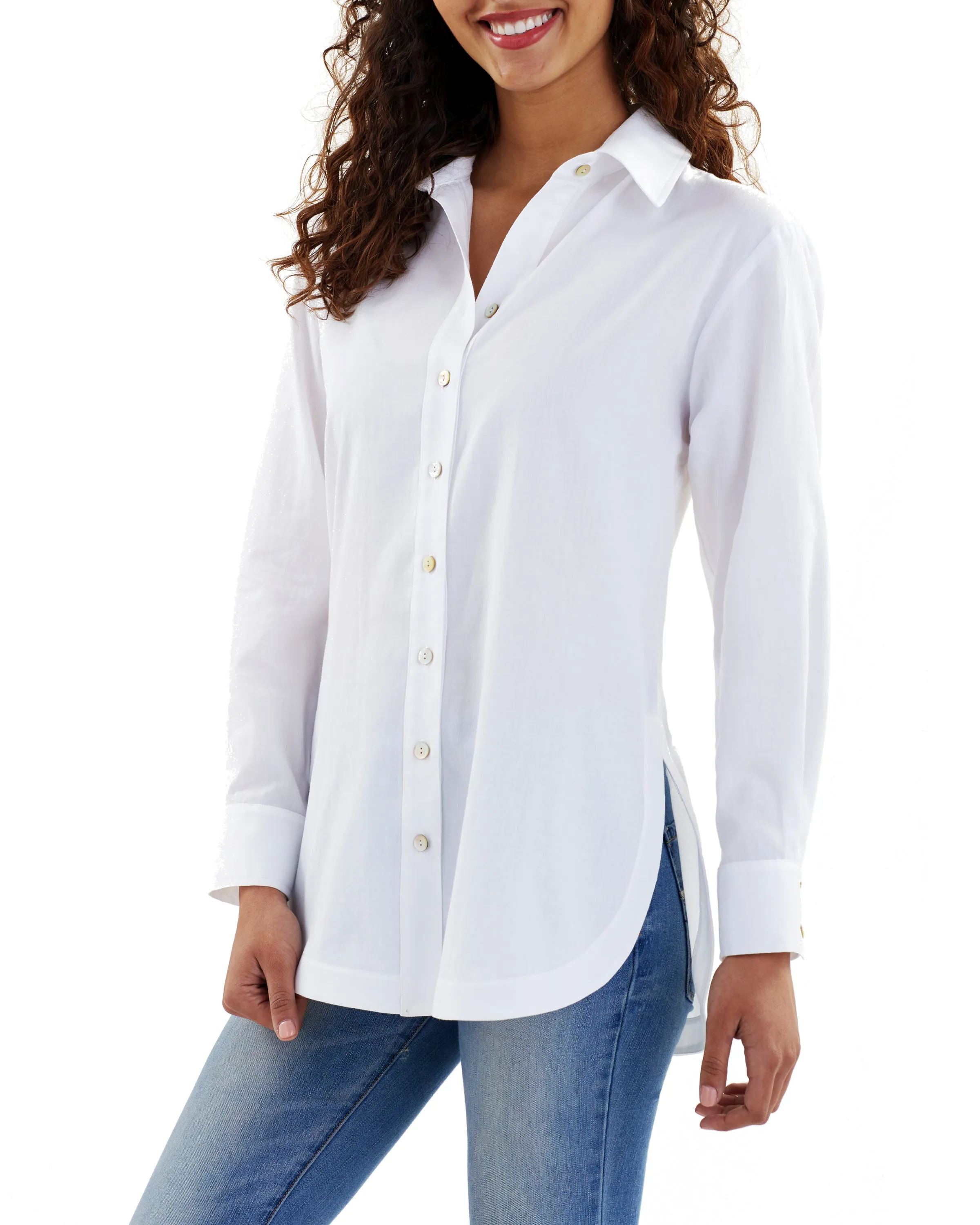 Boyfriend Shirt White Cotton Voile fall tone