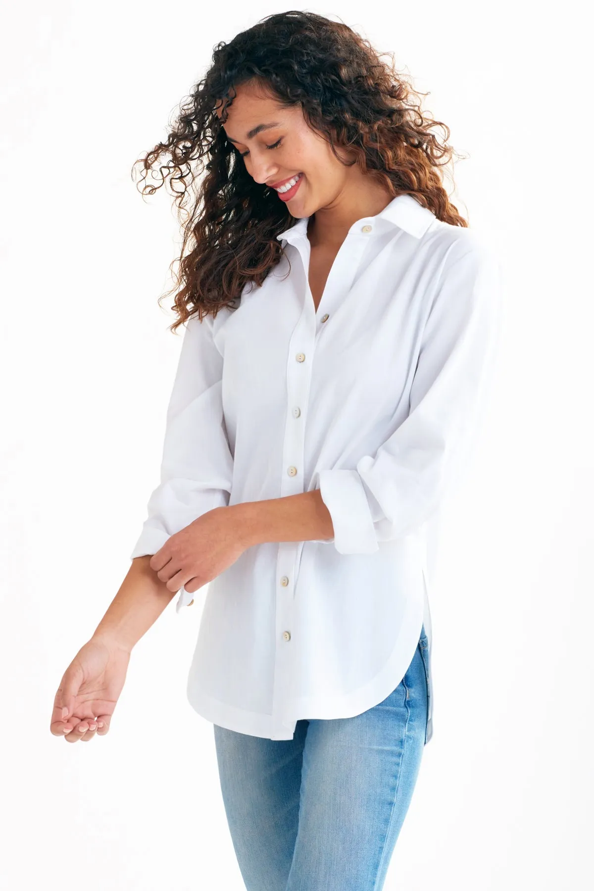 Boyfriend Shirt White Cotton Voile fall tone