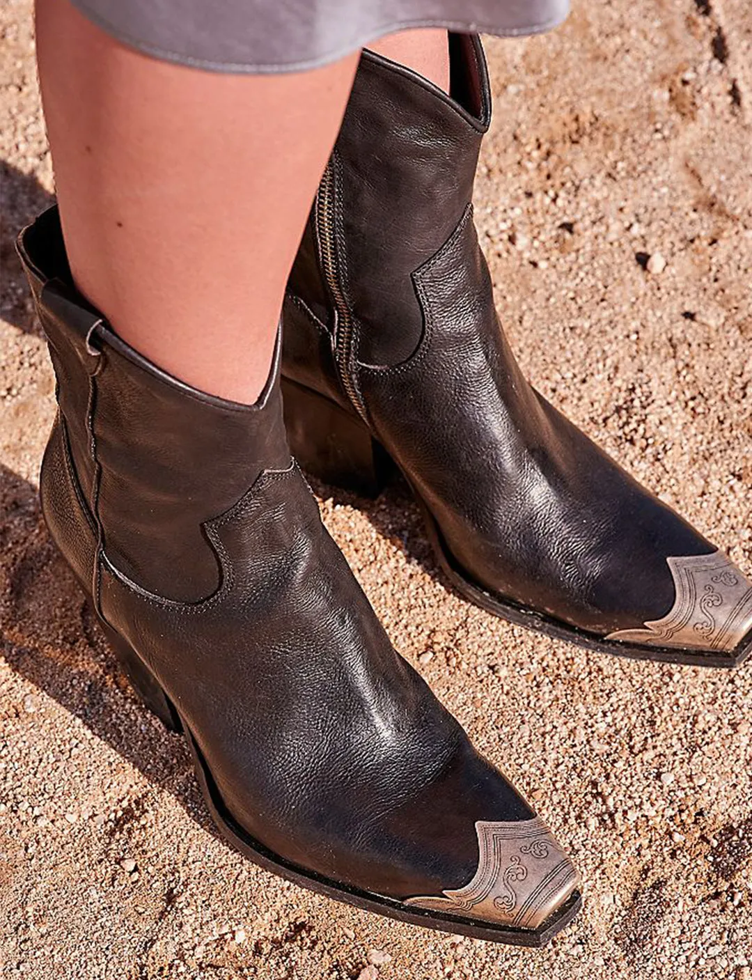 Brayden Western Boot, Black leather clean