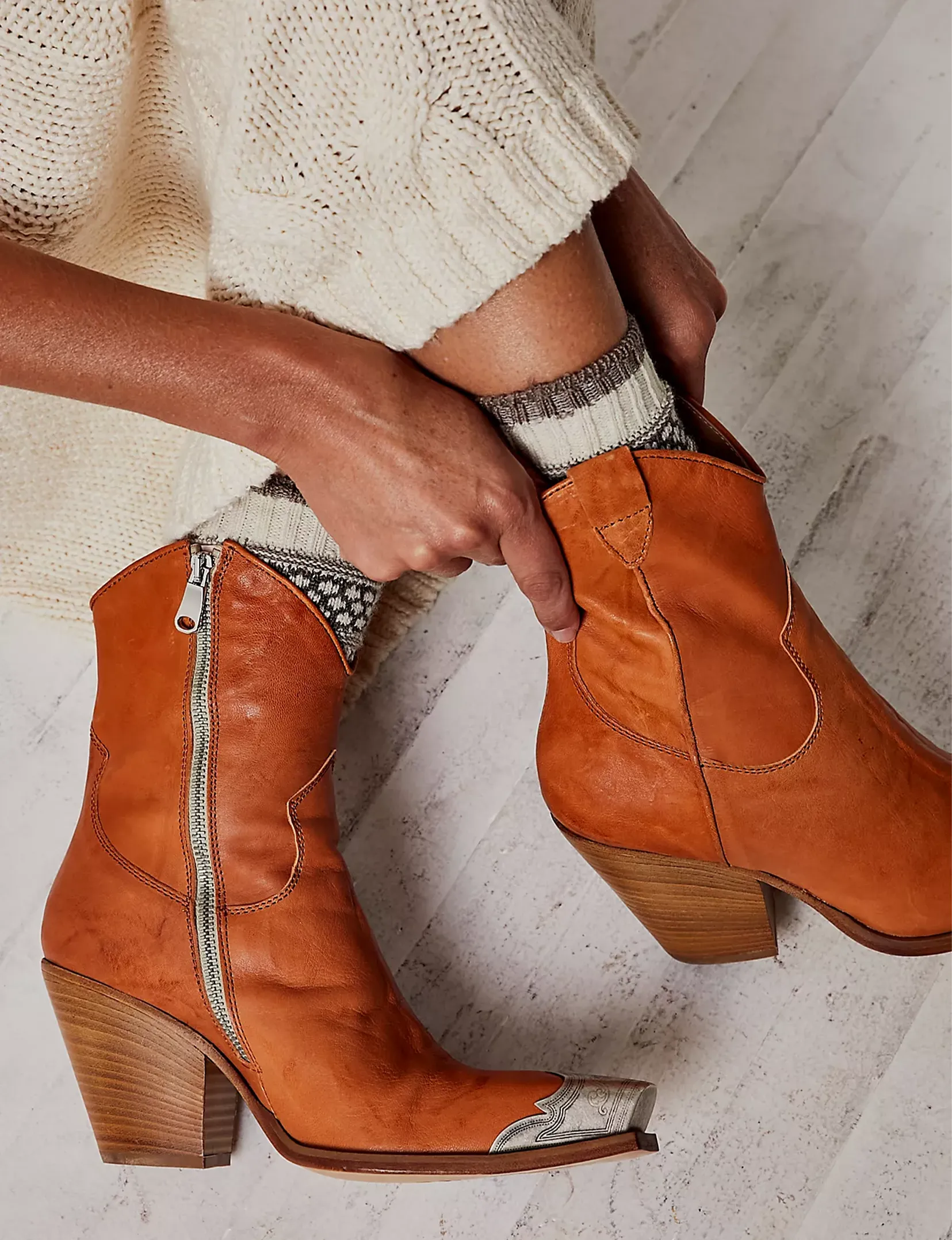 Brayden Western Boot, Tan sculpt toe