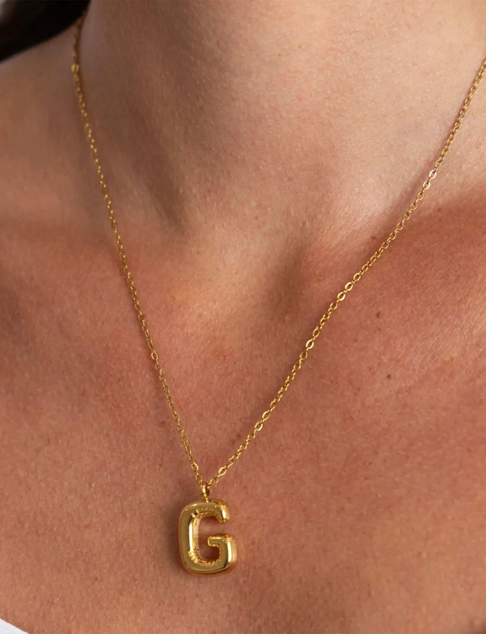 Bubble Initial Necklace, G spring loop