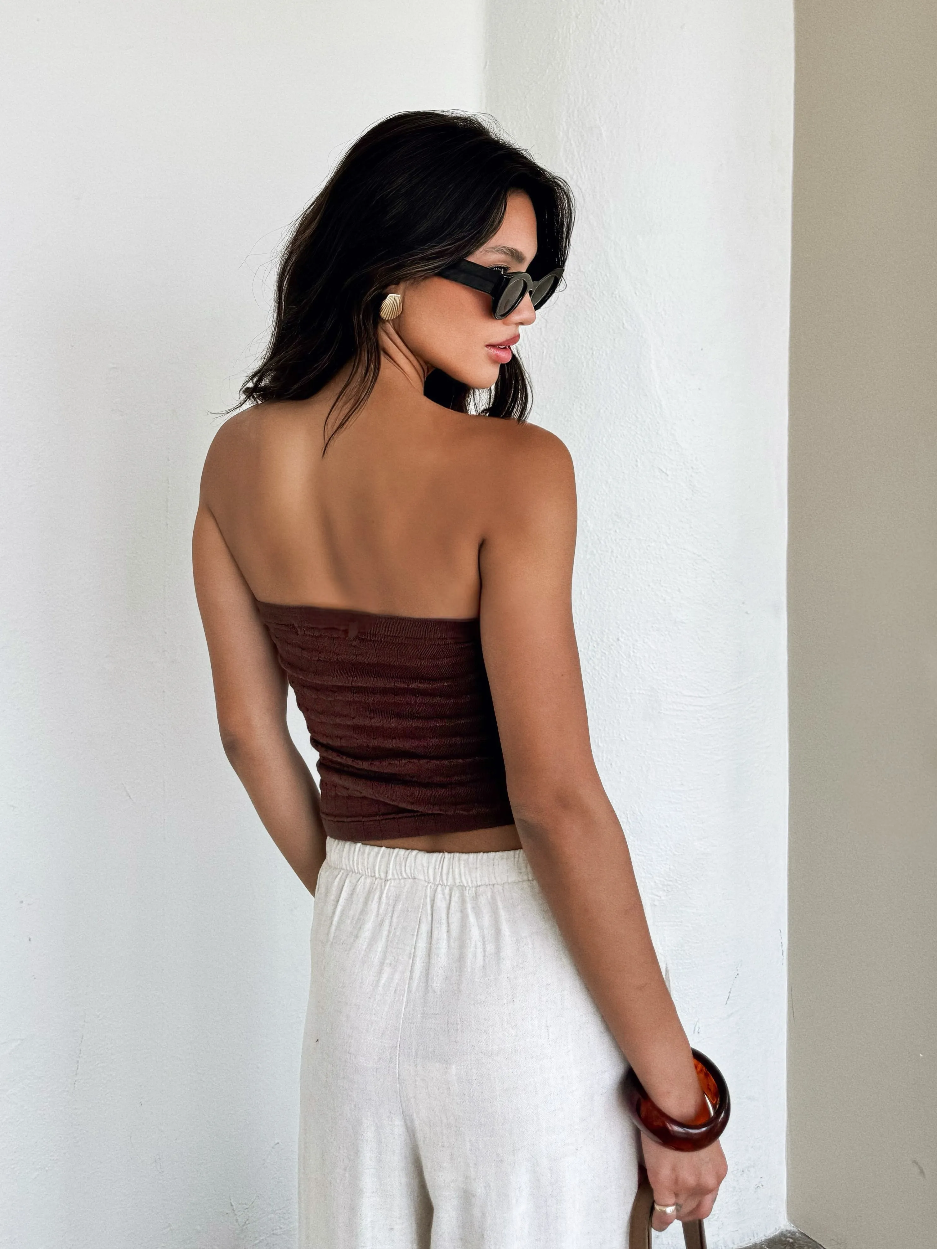 Cacao Knit Tube Top quiet edge