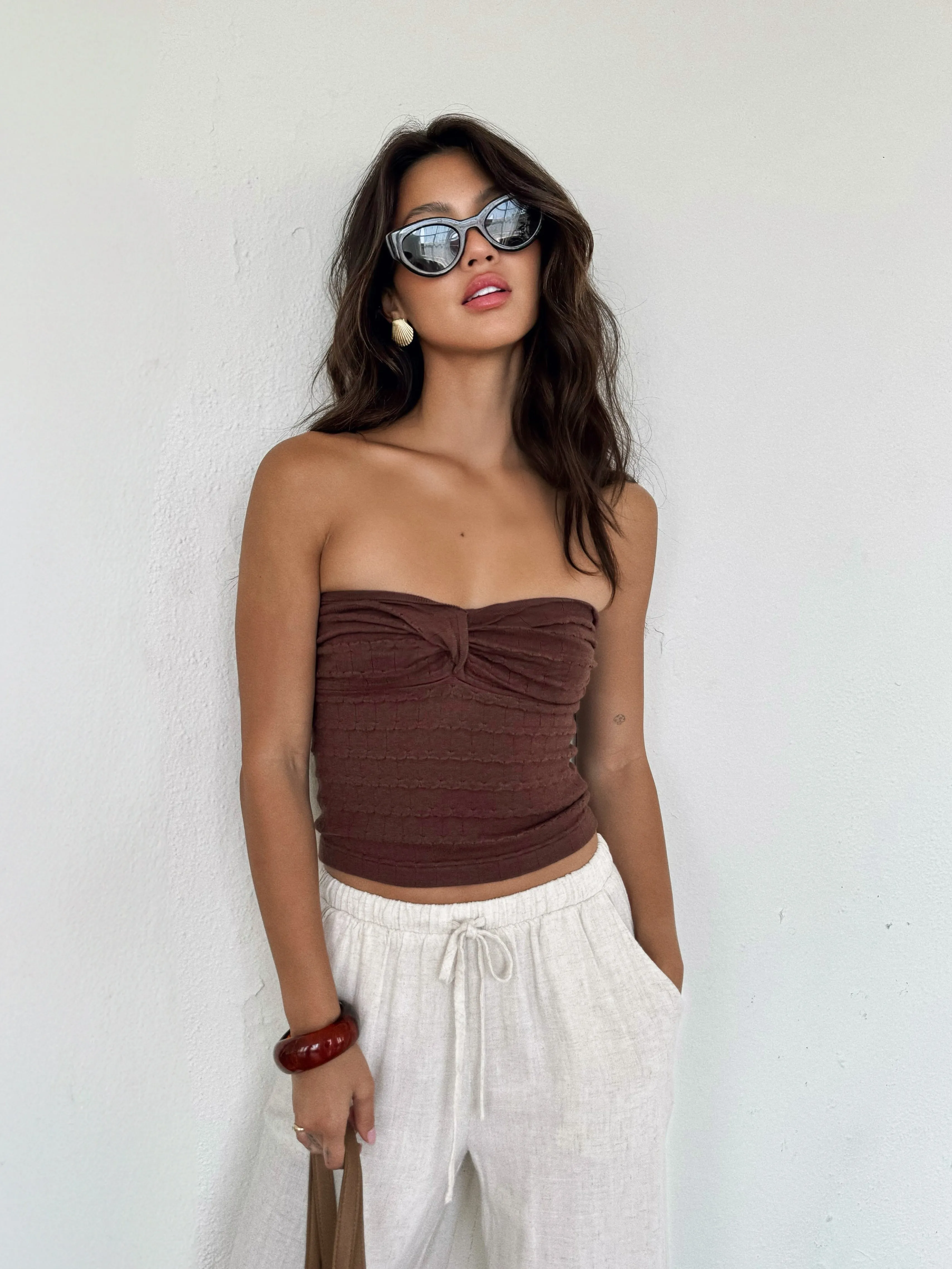 Cacao Knit Tube Top quiet edge