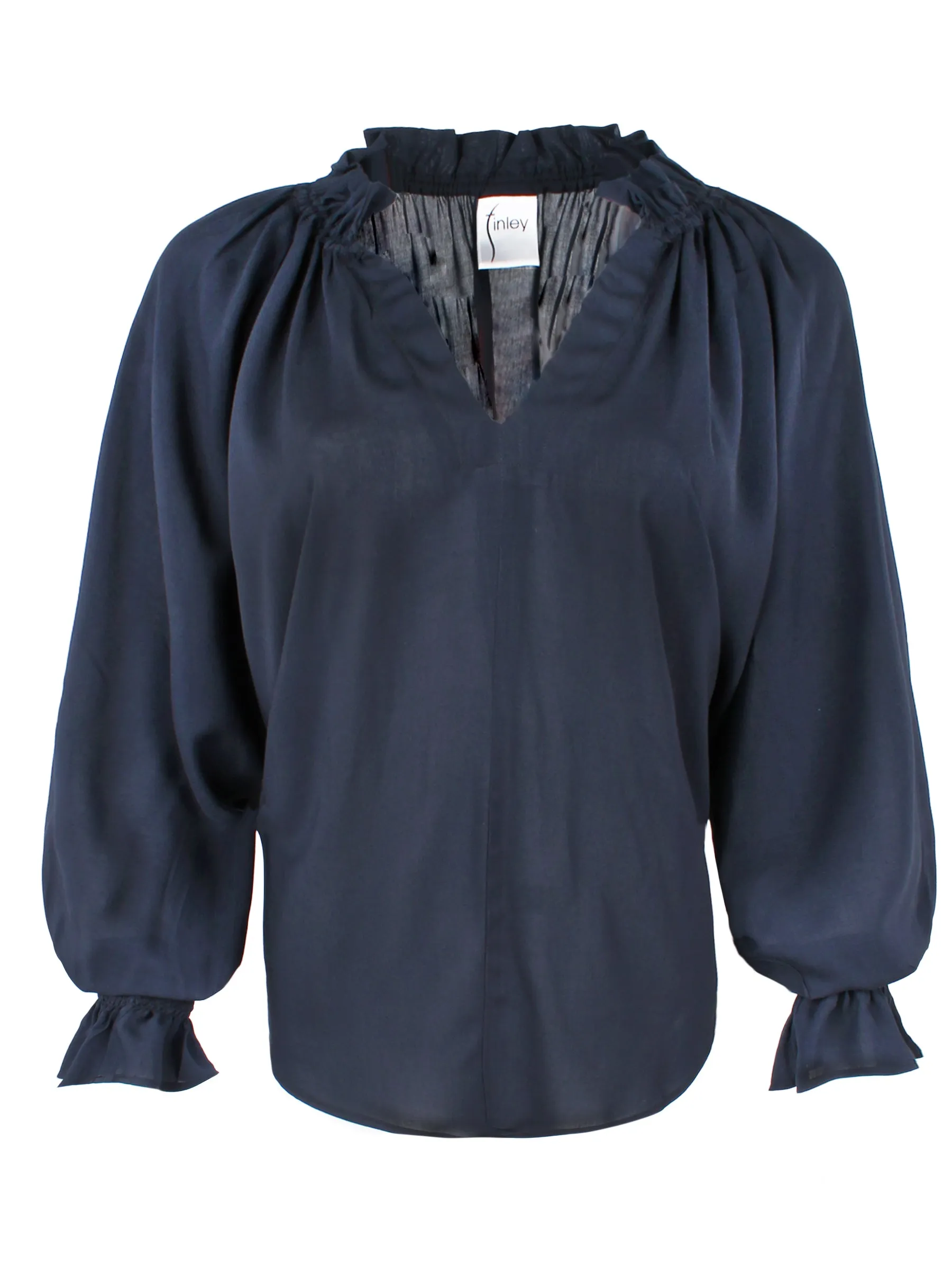 Candace Viscose Voile Popover Top Navy Blue pocket keep