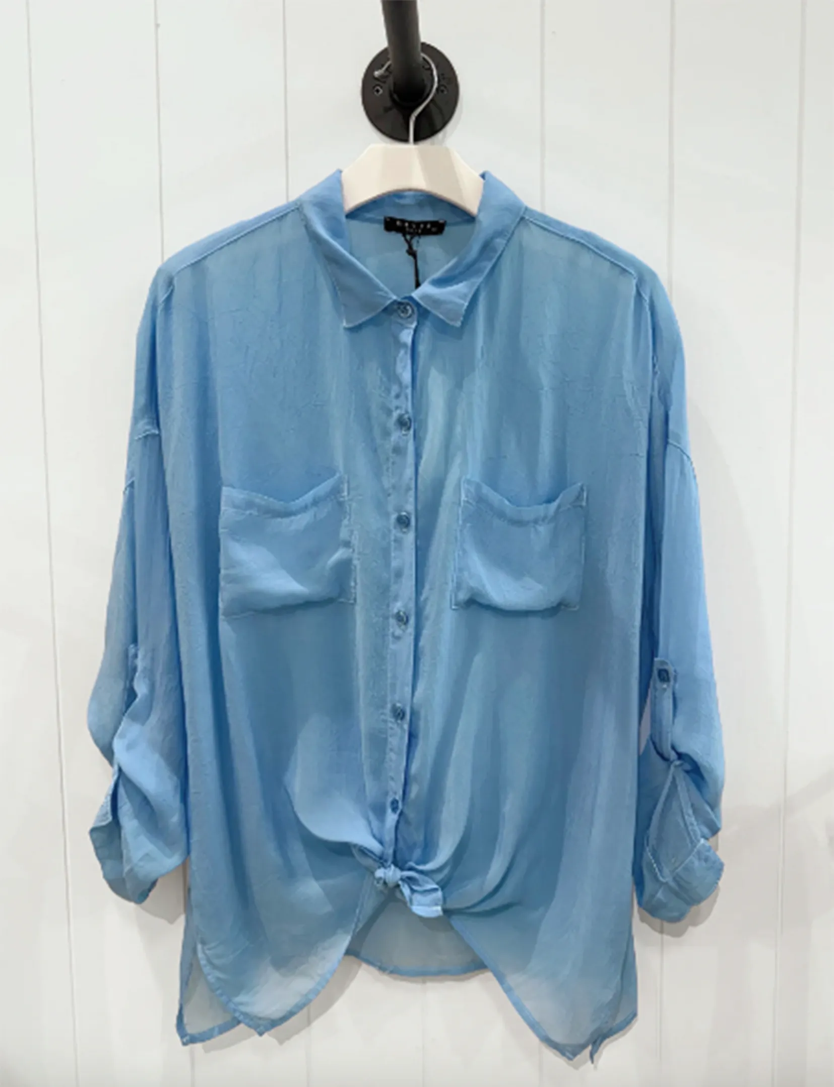 Cargo Button Down Tie Top, Riviera Blue air move