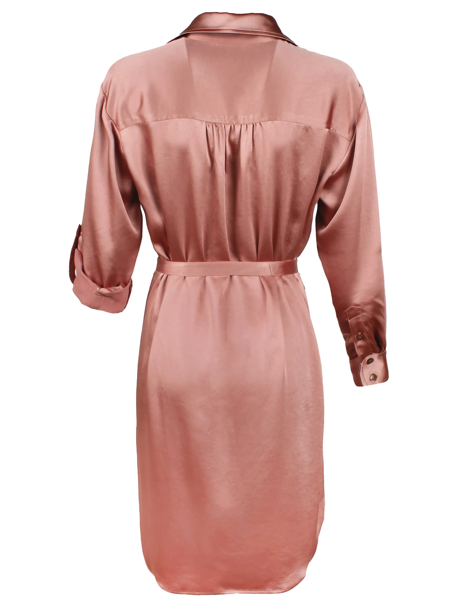 Carter Tie-Front Shirt Dress, Cream Cupro Cotton stretch edge