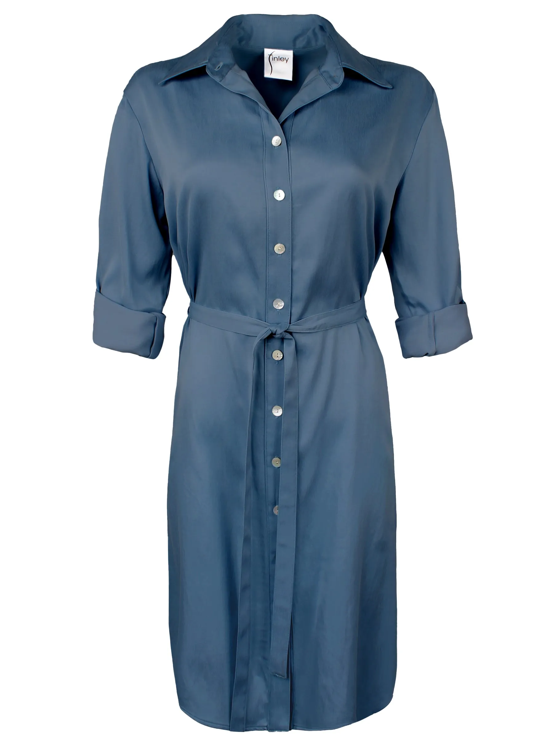 Carter Tie-Front Shirt Dress, Cream Cupro Cotton stretch edge